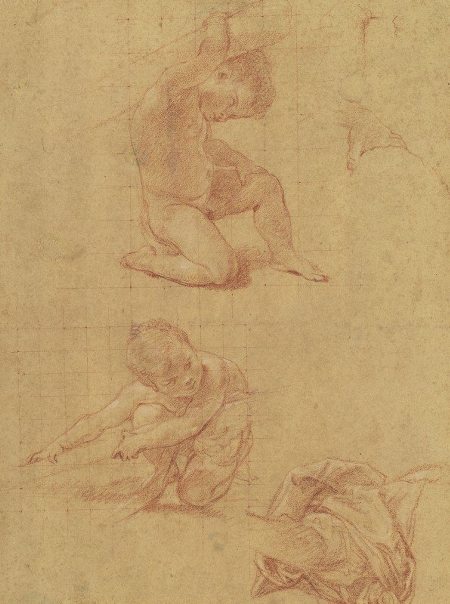 Two Nude Children Lifting a Cudgel by Pompeo Batoni