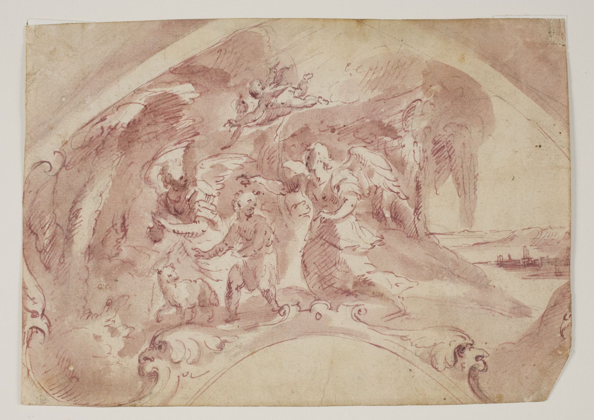 St John the Baptist in the wilderness with angels by Anonymous