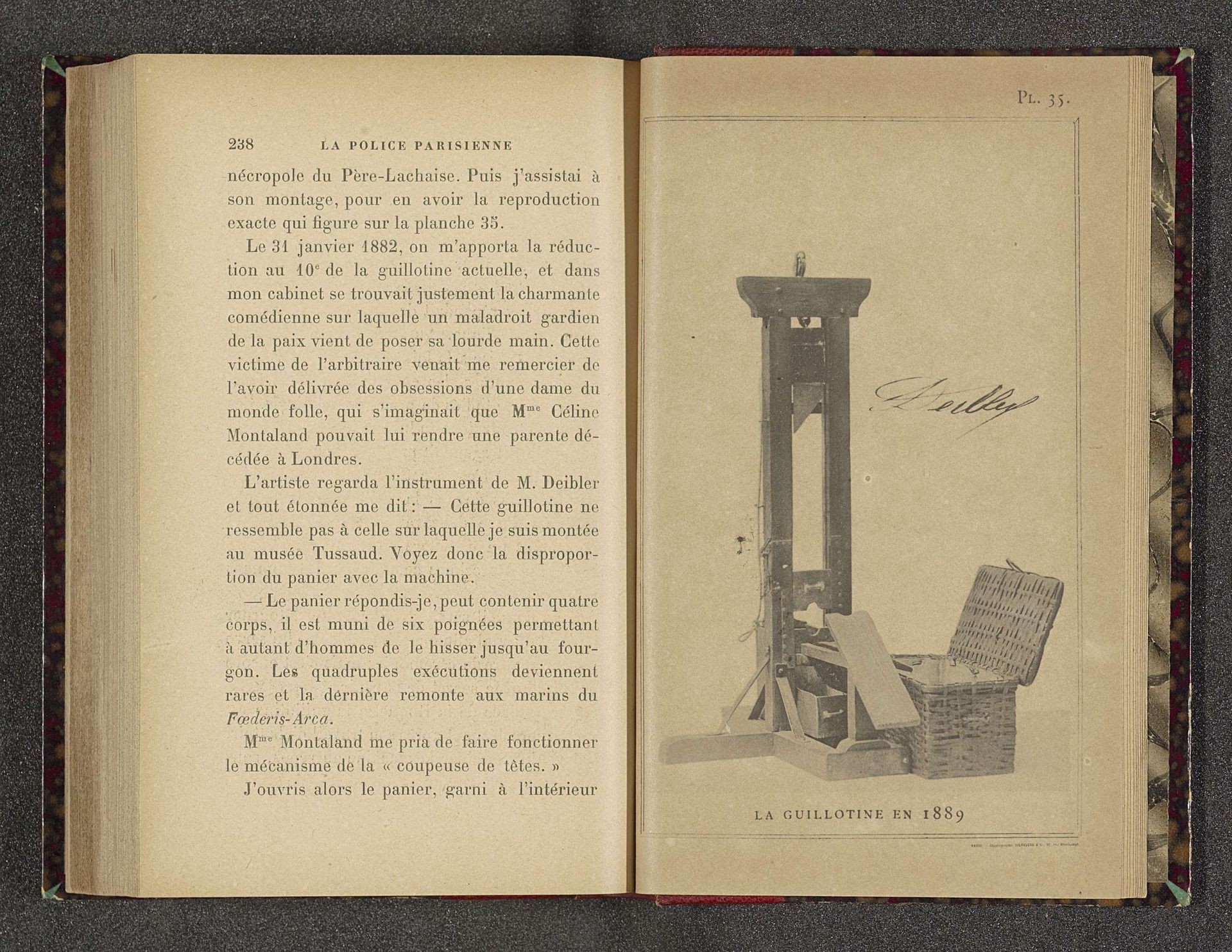 Guillotine met daarachter een mand om het hoofd in op te vangen by Anonymous