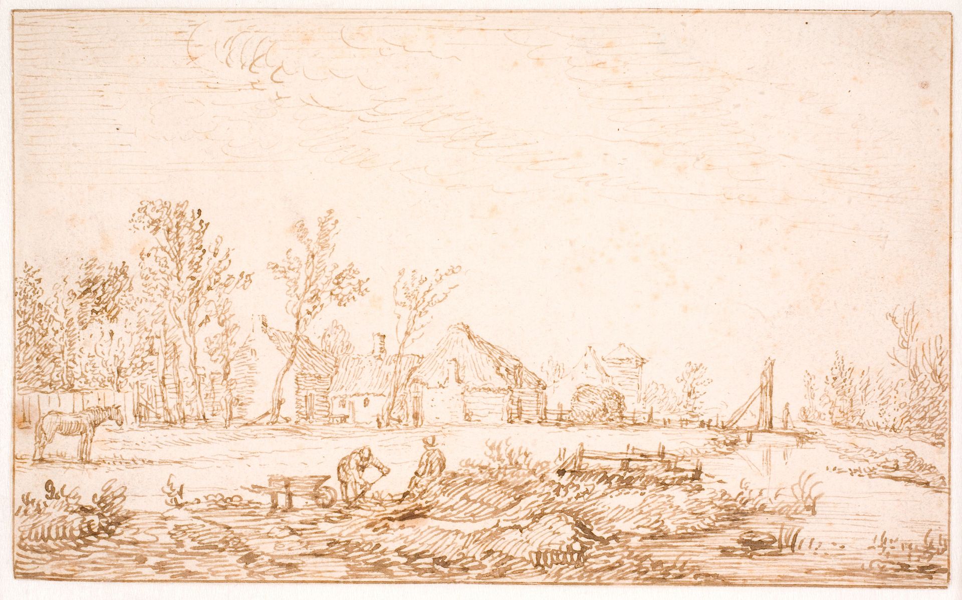 En kanal nær en landsby by Jan van Goyen