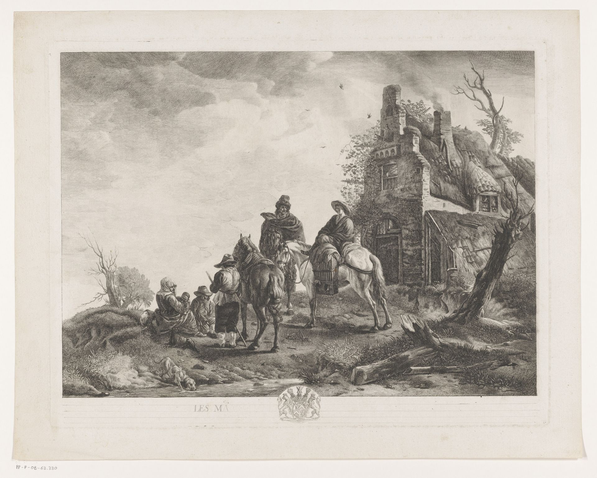 Marskramers voor een huis by Jean Moyreau