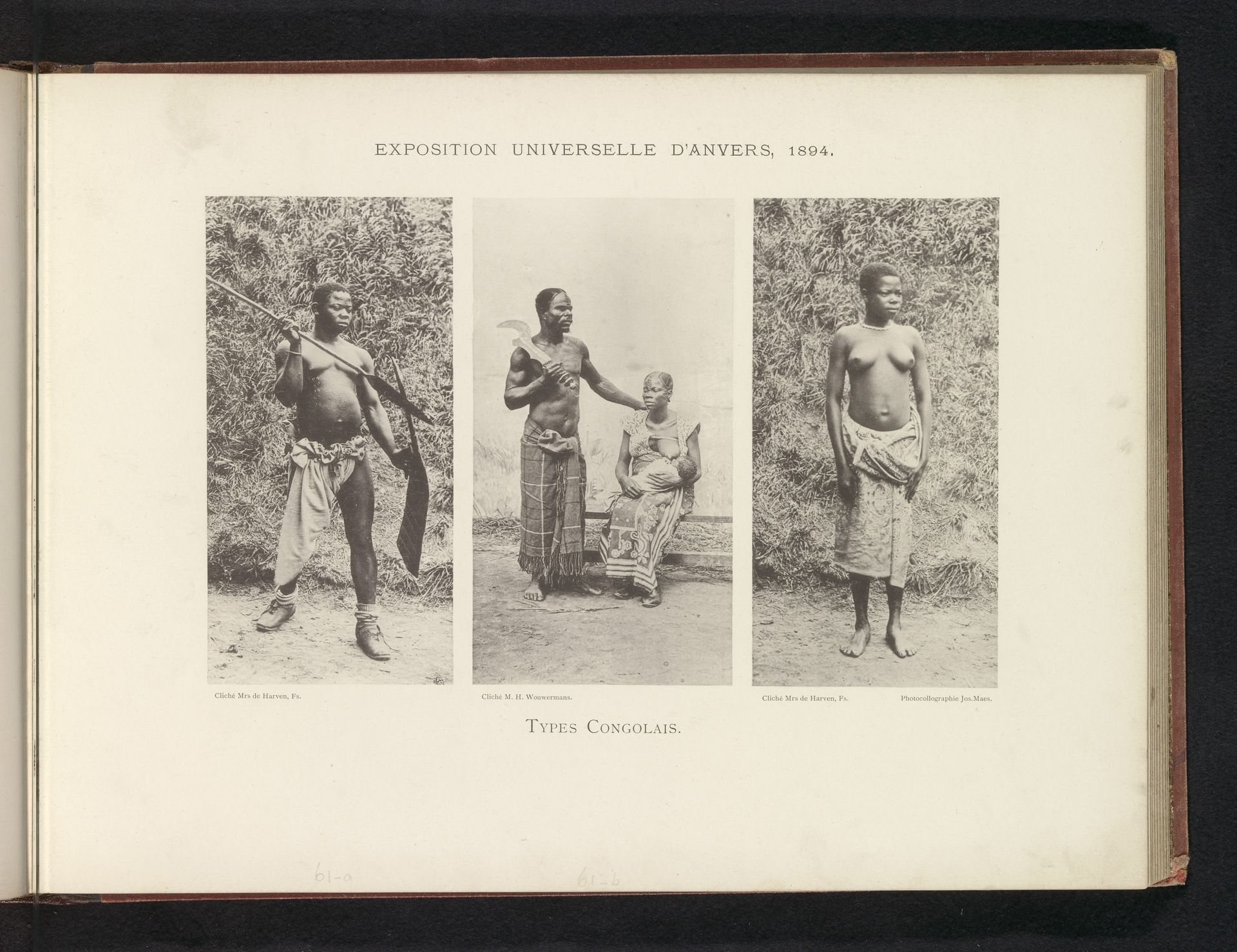 Drie portretten van een onbekende man, een gezin met een kind en een onbekende vrouw (vermoedelijk) te Congo by Mrs de Harven