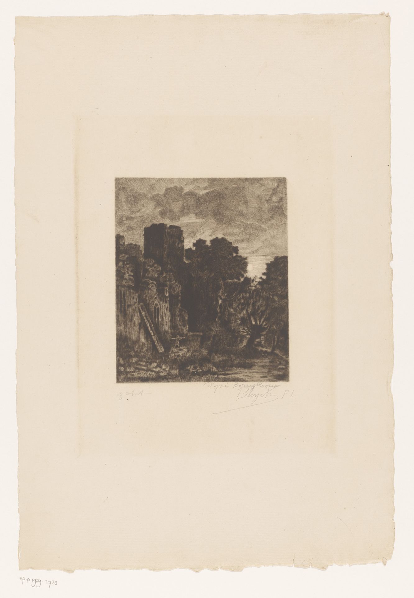 Landschap met kasteelruïne by Florimond Buyck