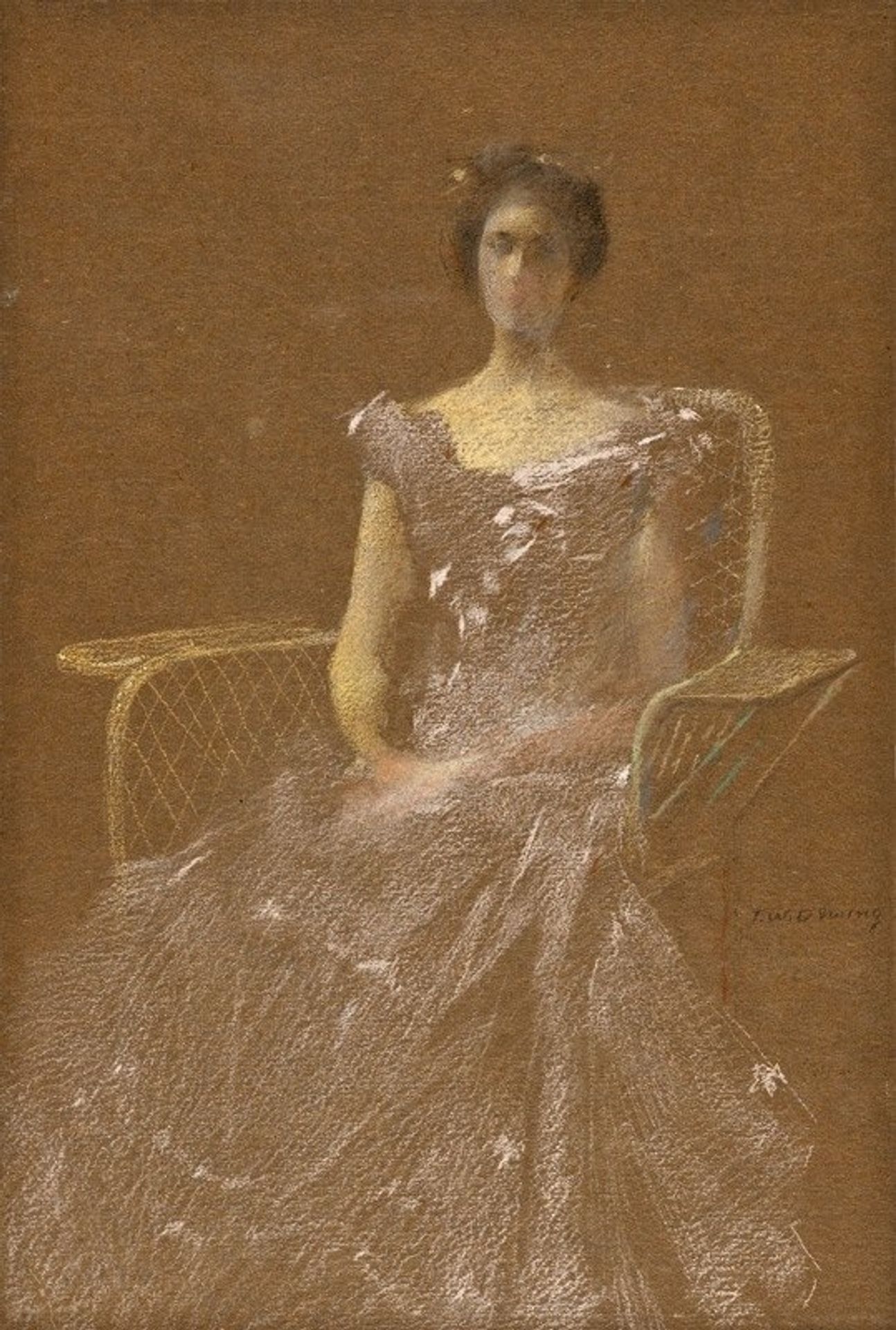 Lady in Rattan Armchair by Thomas Wilmer Dewing
