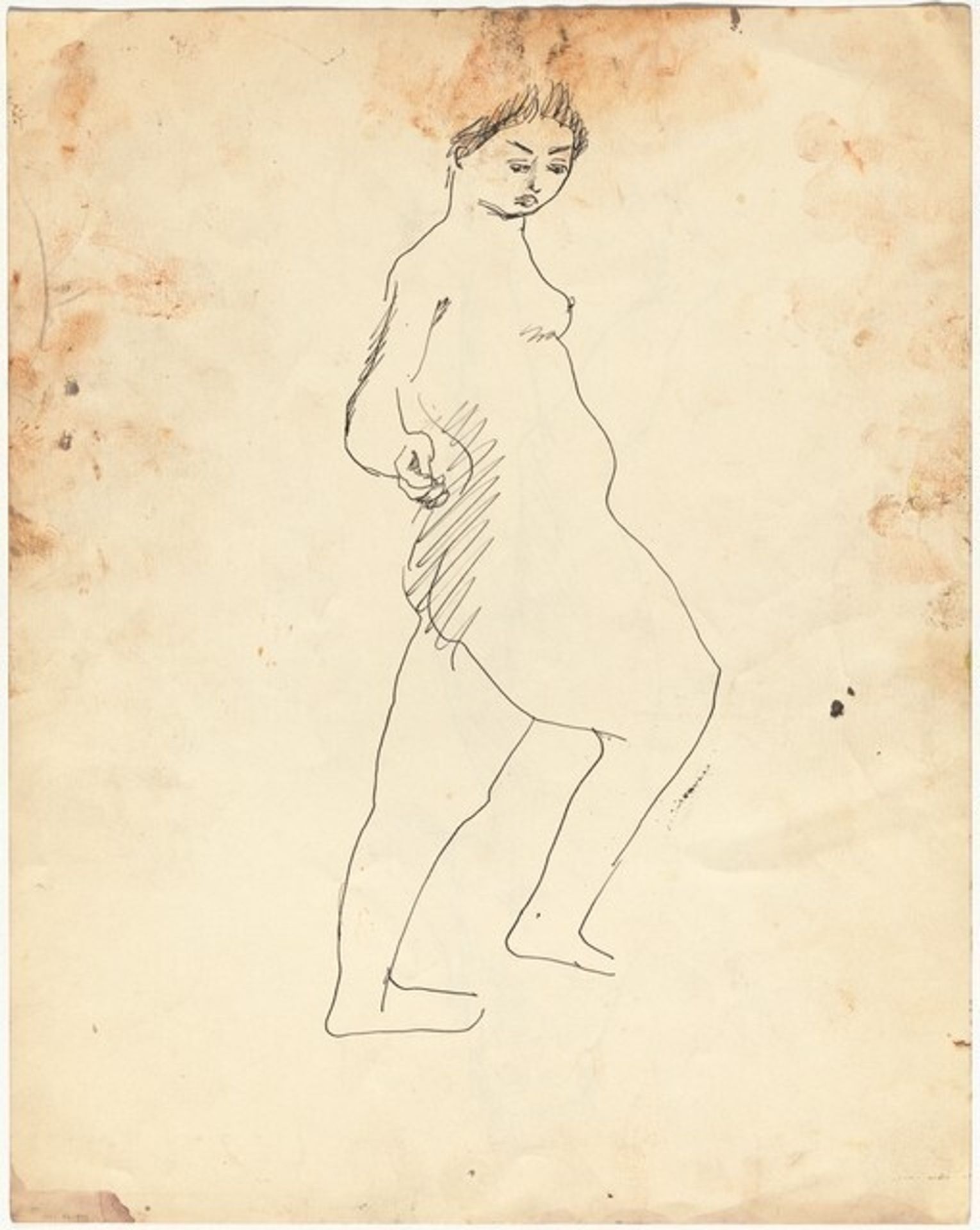 Standing Female Nude Facing Right [verso] by Mark Rothko