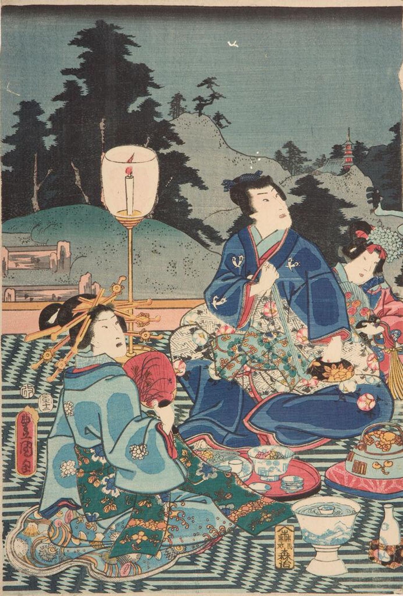Moon at Genji's Villa (Genji bessÅ no tsuki) by Utagawa Kunisada