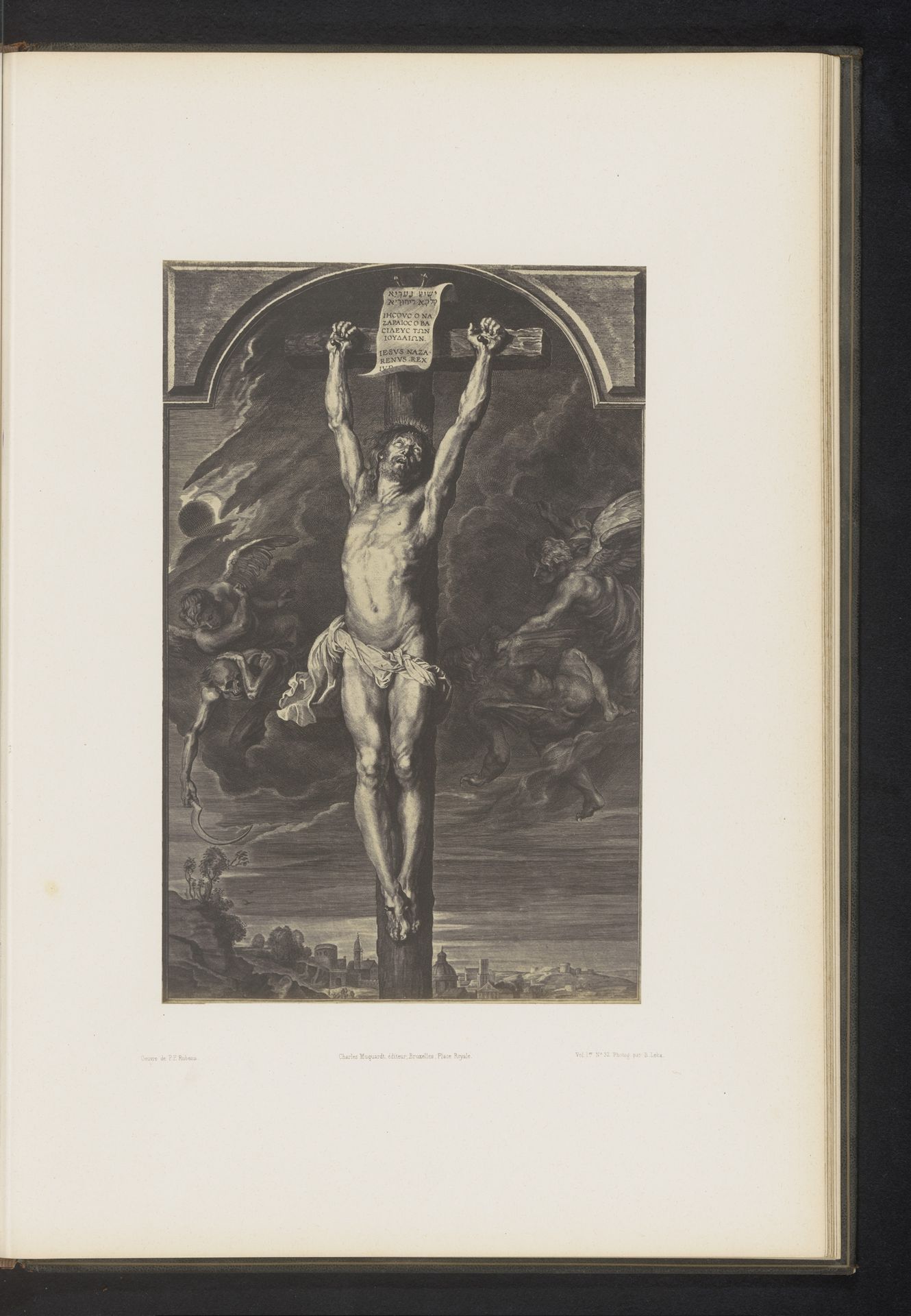 Fotoreproductie van een gravure van De kruisiging door Paulus Pontius, naar het schilderij door Peter Paul Rubens by Jean Louis Bargignac