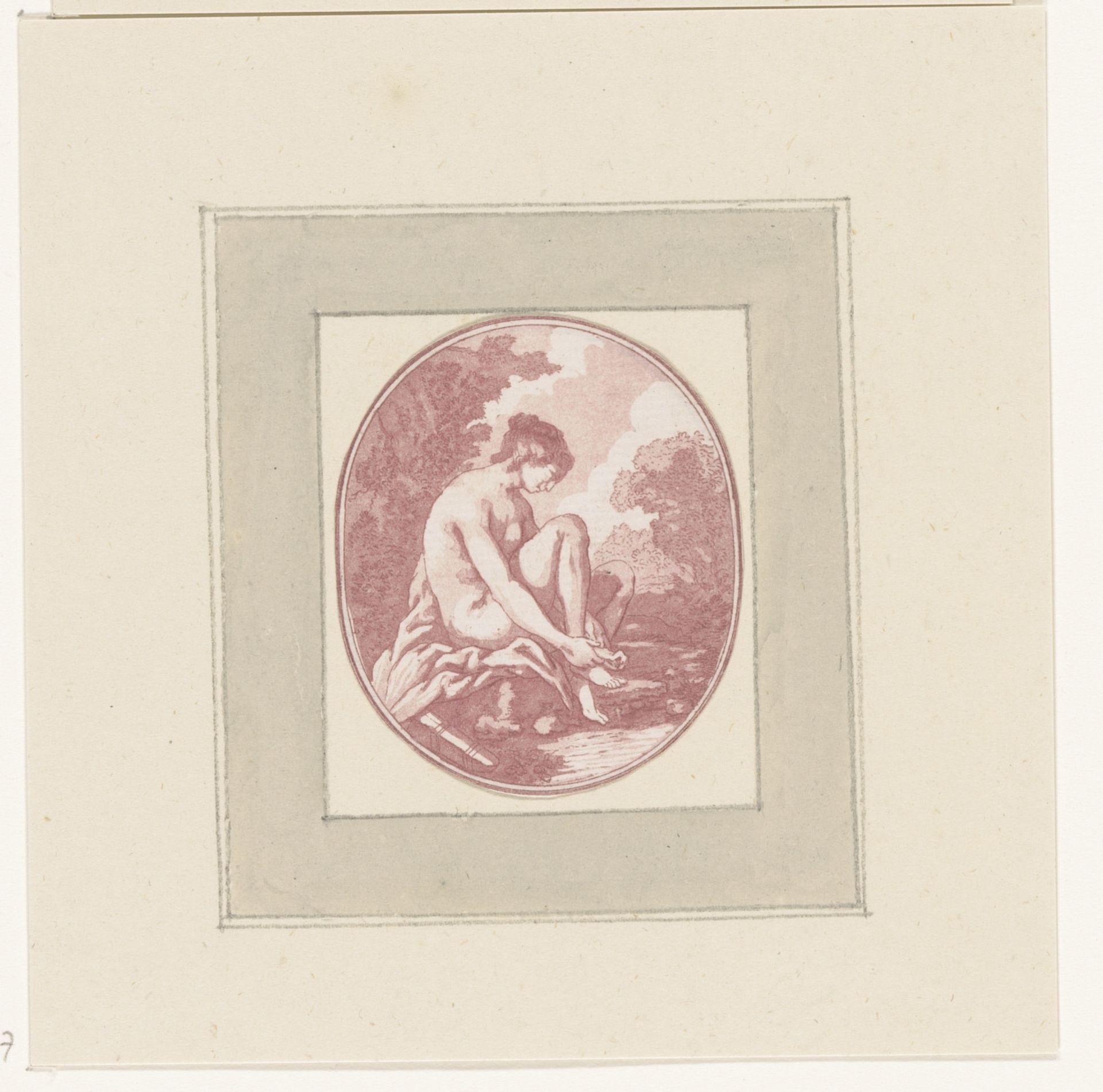 Badende vrouw aan een beek by Jean Baptist Leprince