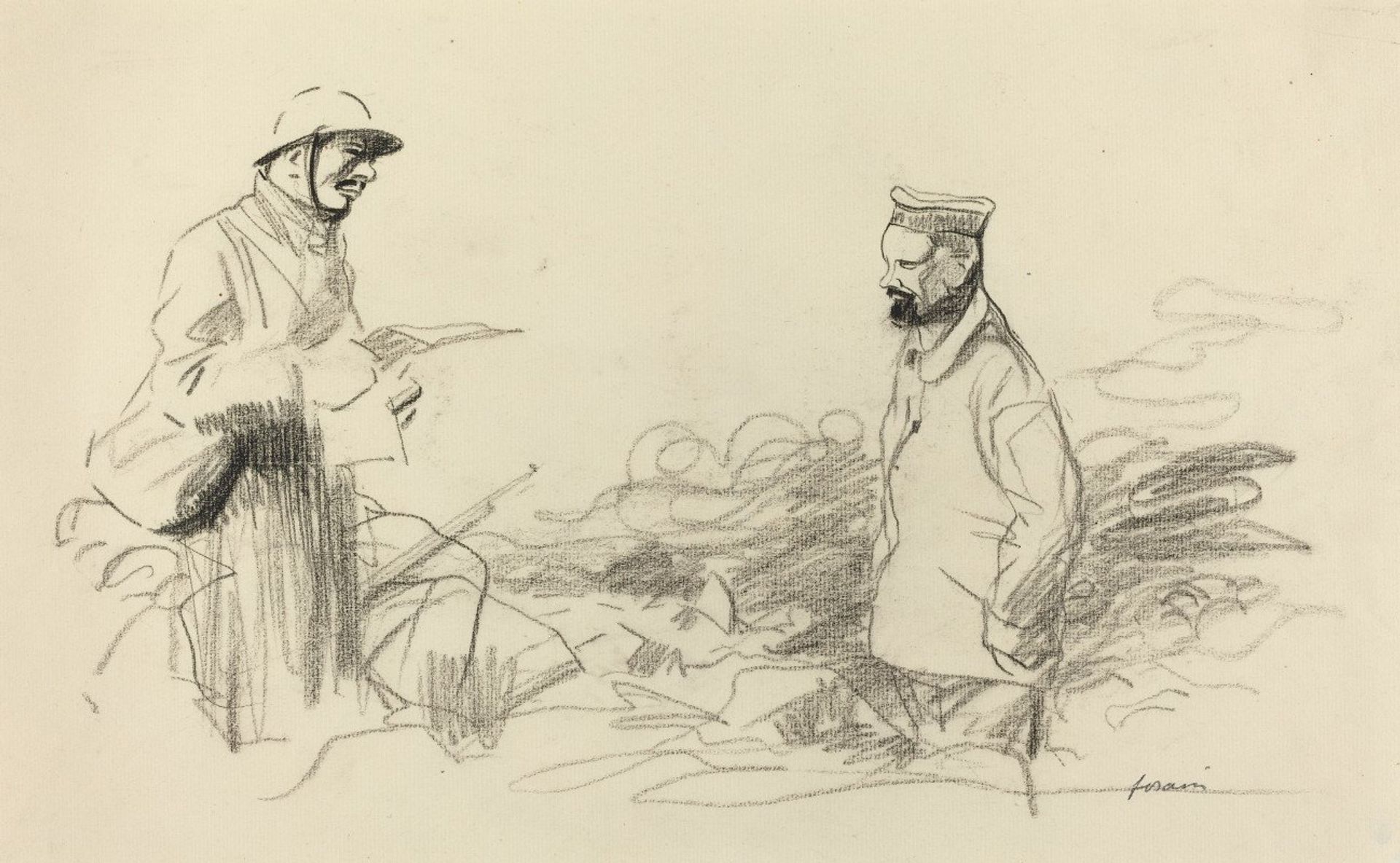 Poilu Acknowledging German Soldier II by Jean-Louis Forain