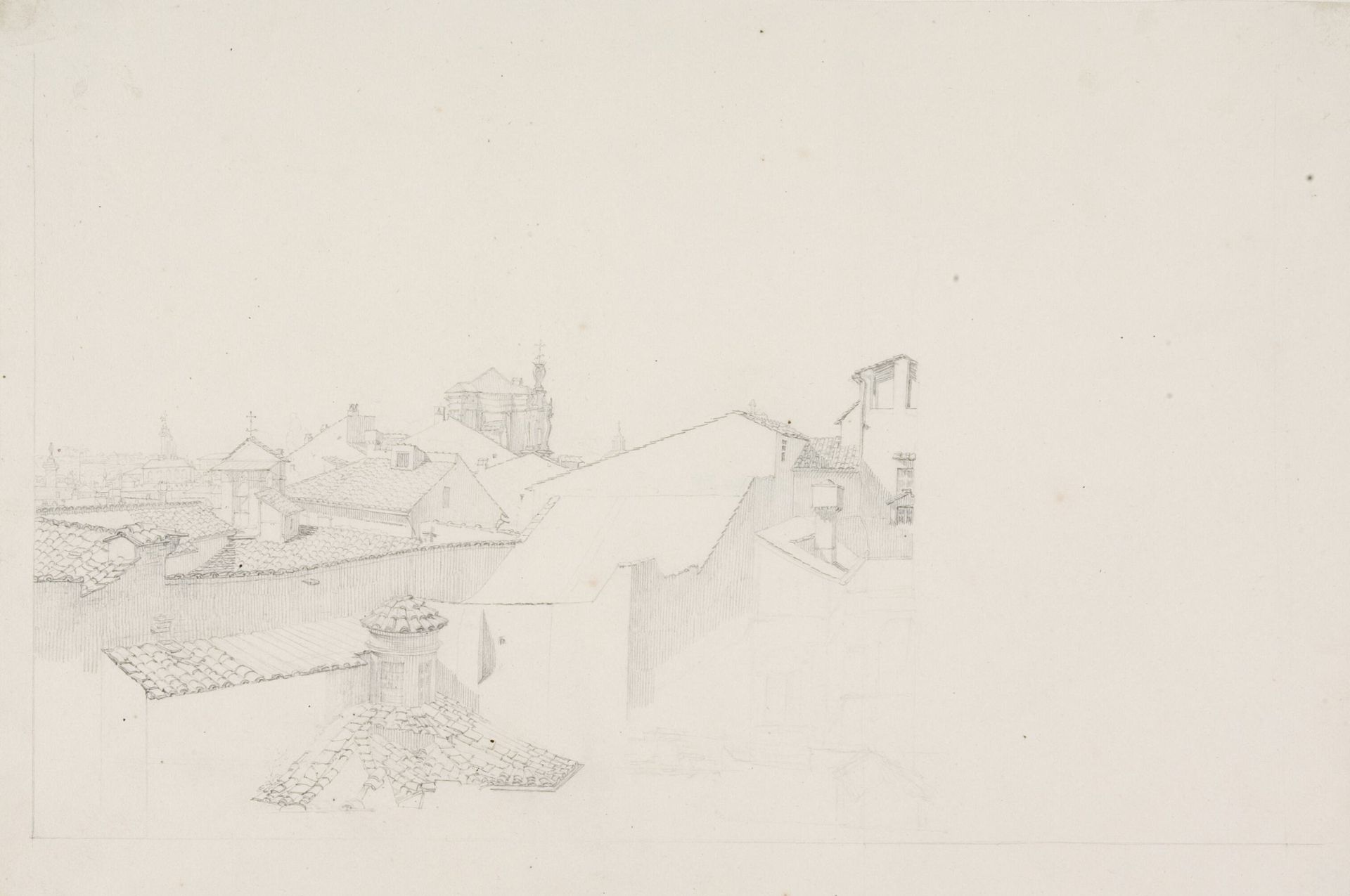Udsigt over Roms tage med kirken San Andrea delle Fratte by Ditlev Blunck