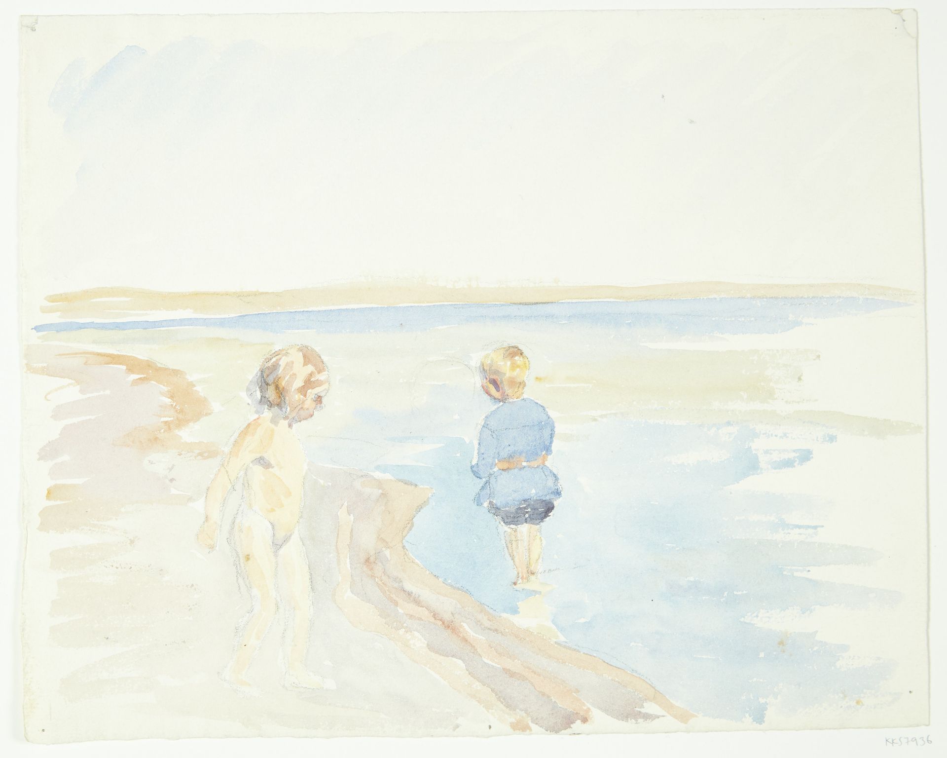 Børn ved stranden by Peter Hansen