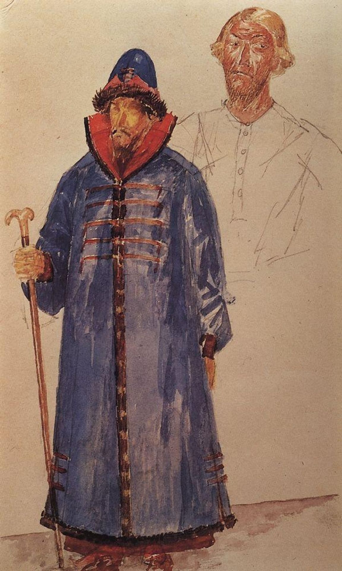 Costumes and make-up to the tragedy of Pushkin's Boris Godunov by Kuzma Petrov-Vodkin