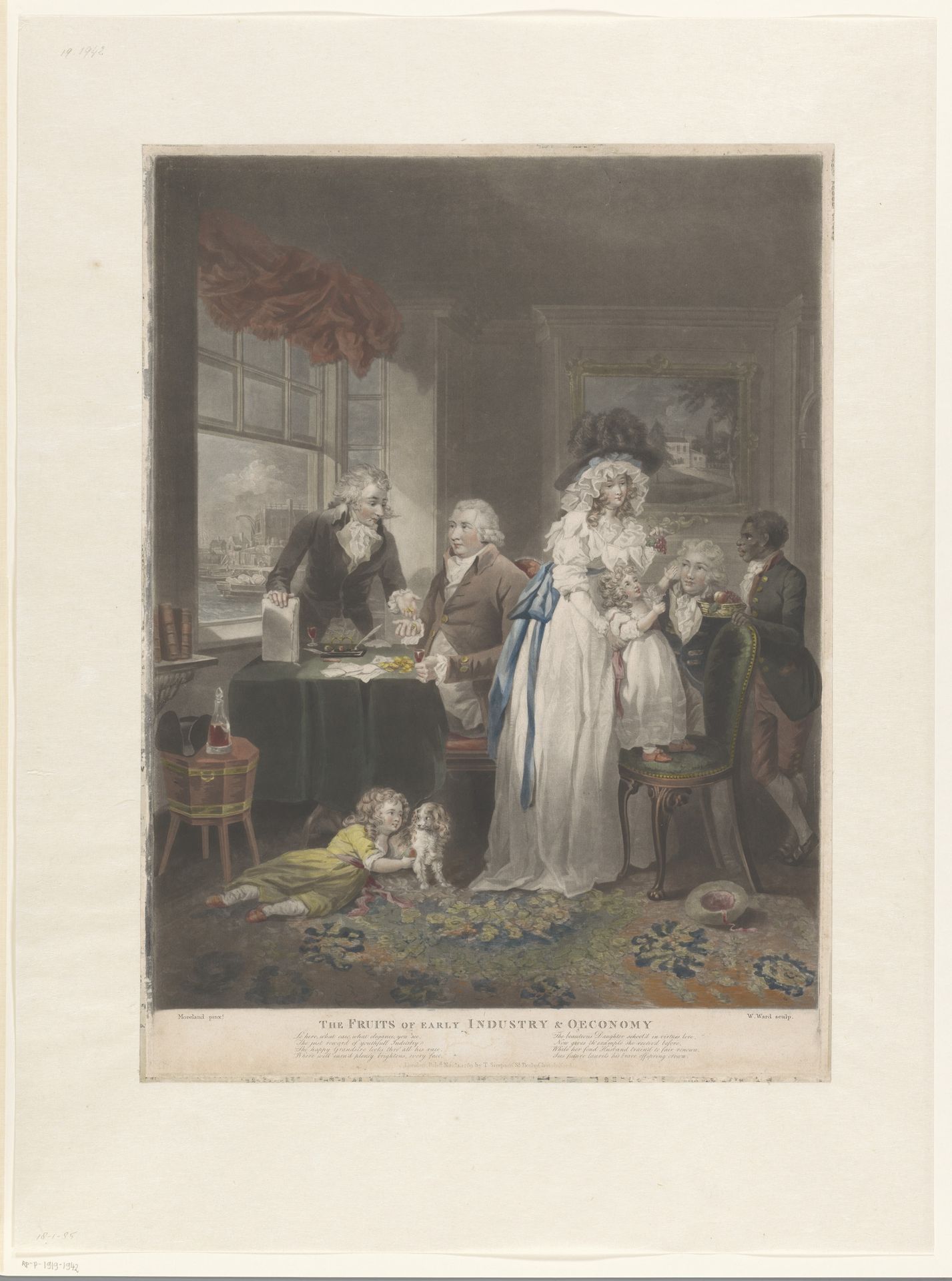 Welgestelde familie in hun woonkamer by William Ward