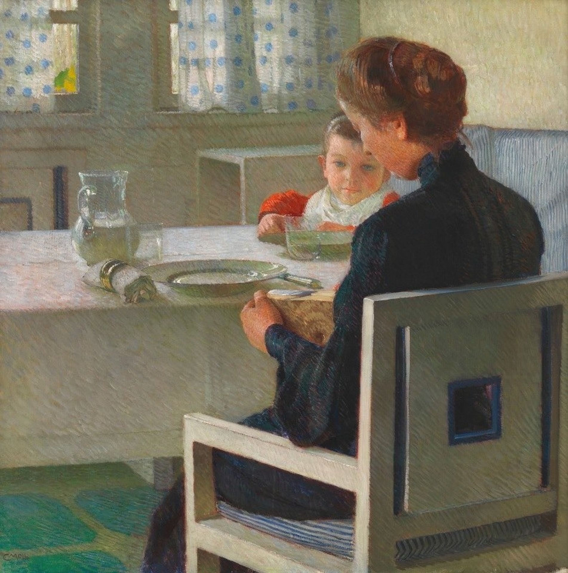 Mutter und Kind bei Tisch by Carl Moll