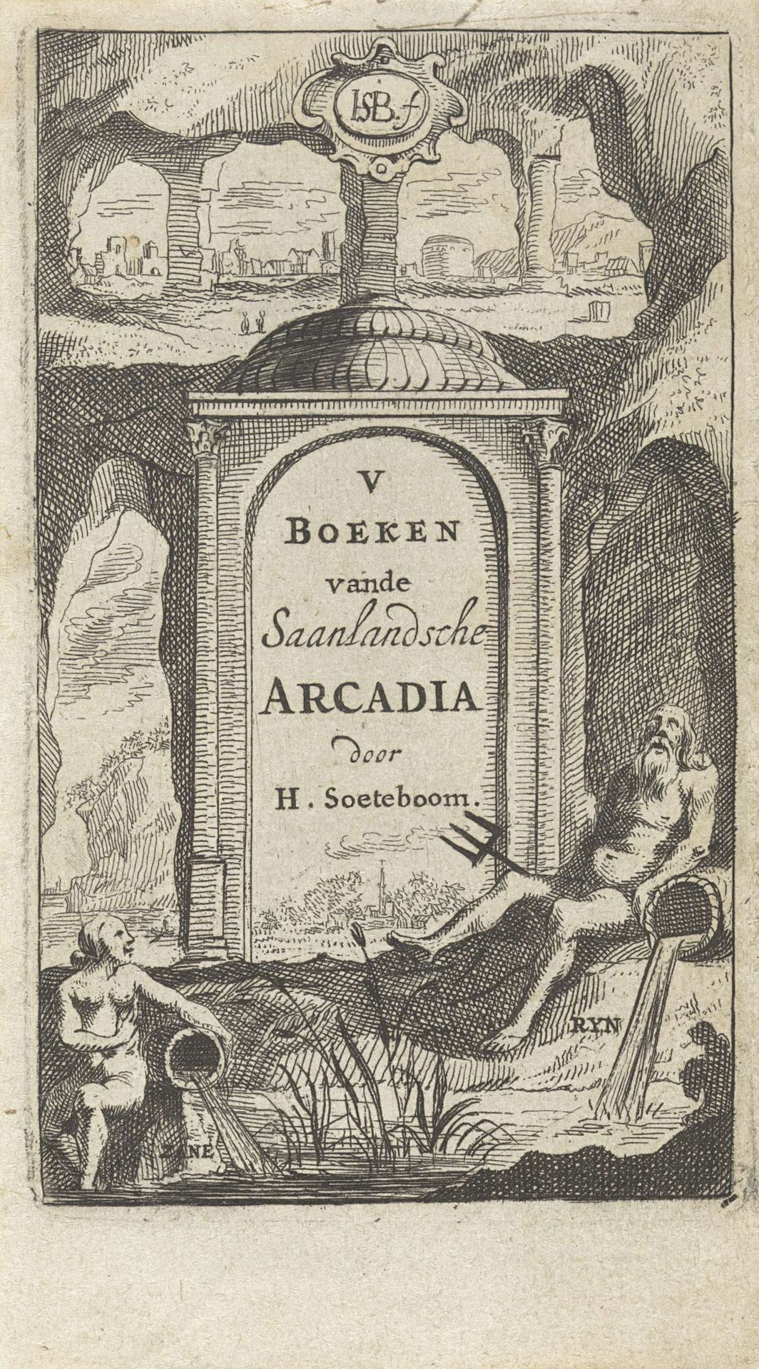 Riviergoden bij een tempel by Hendrik Jacobsz Soeteboom