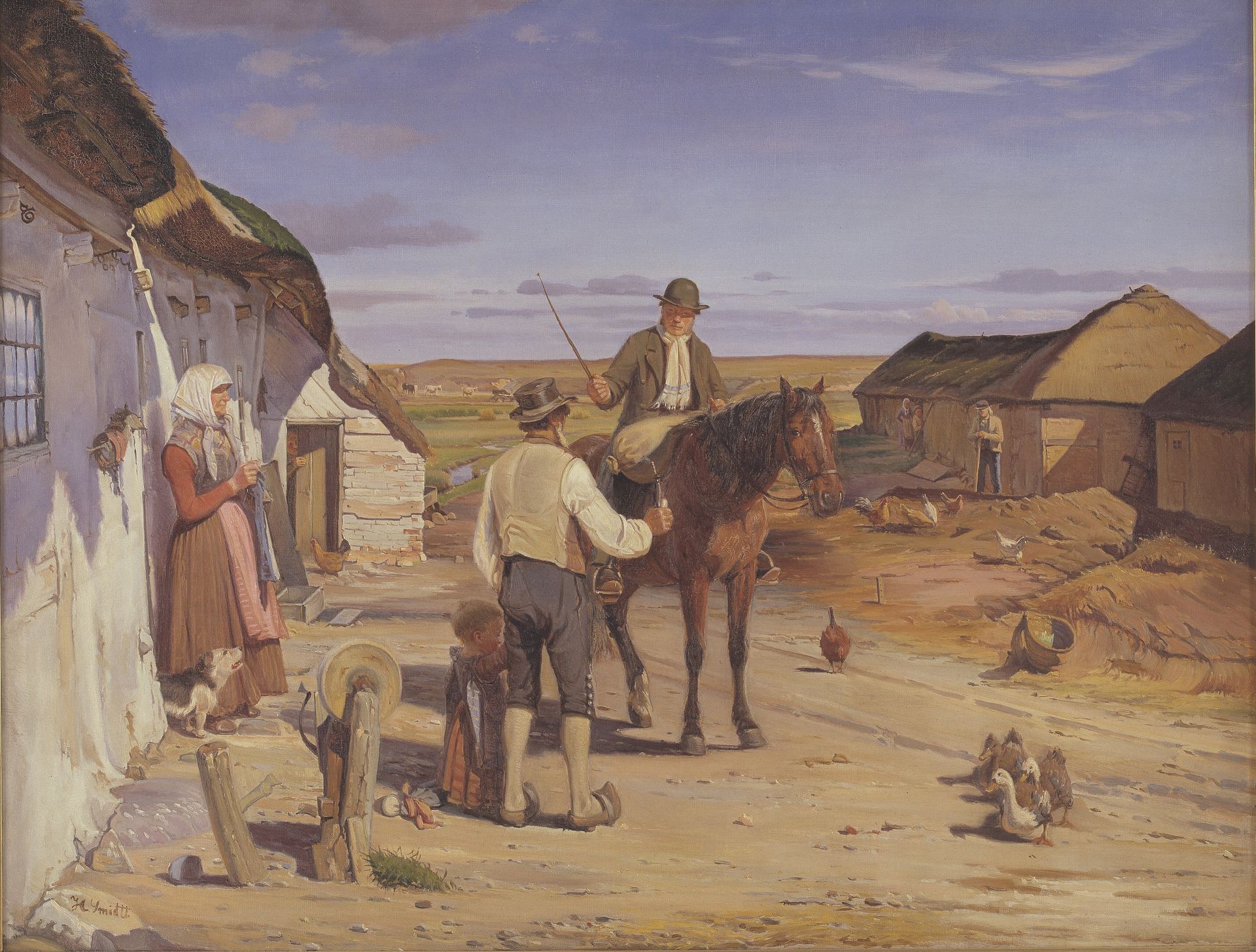 A Stranger Asking his Way at a Farm on the Moors by Hans Smidth