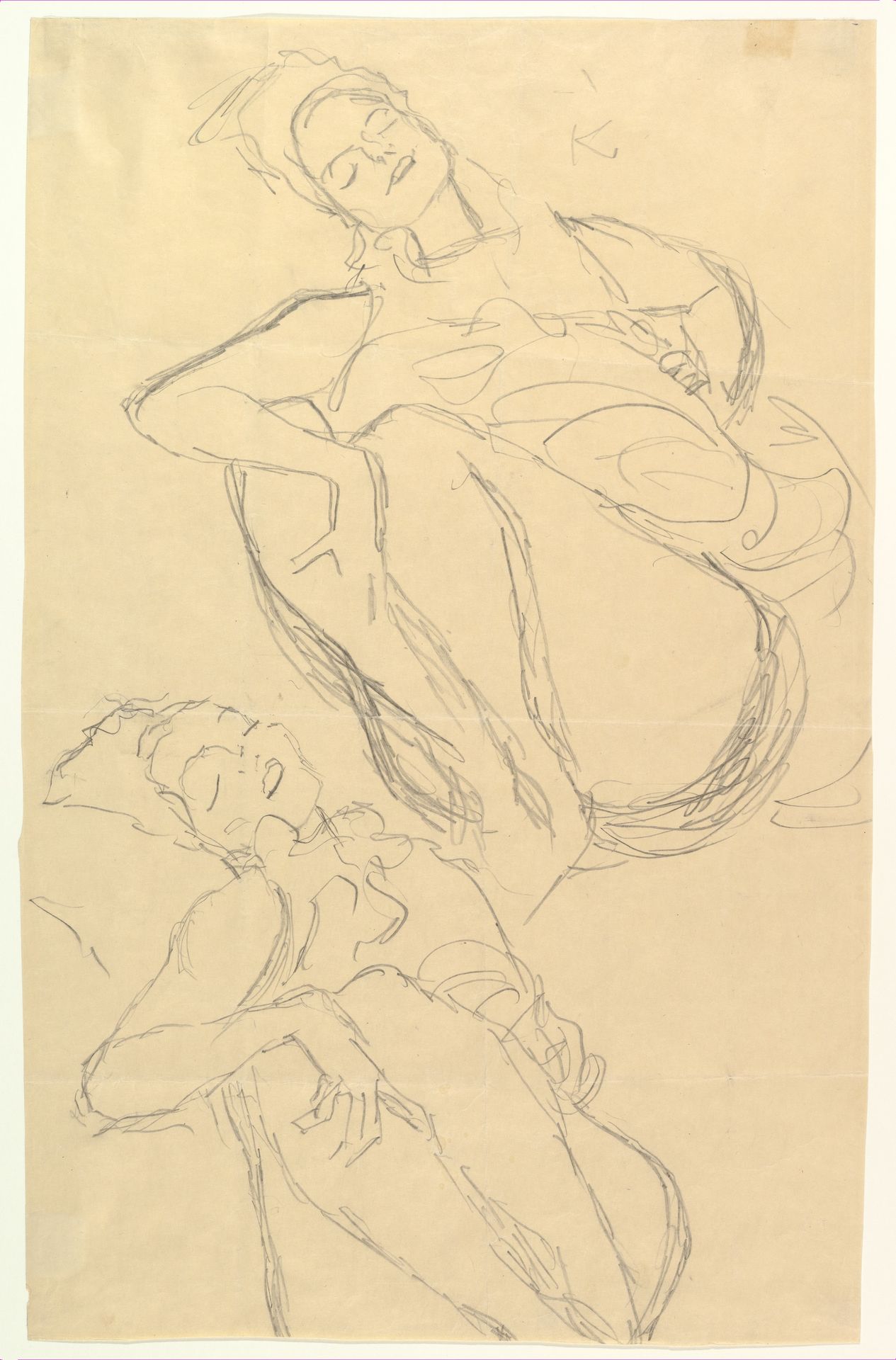 Two Studies for a Crouching Woman by Gustav Klimt