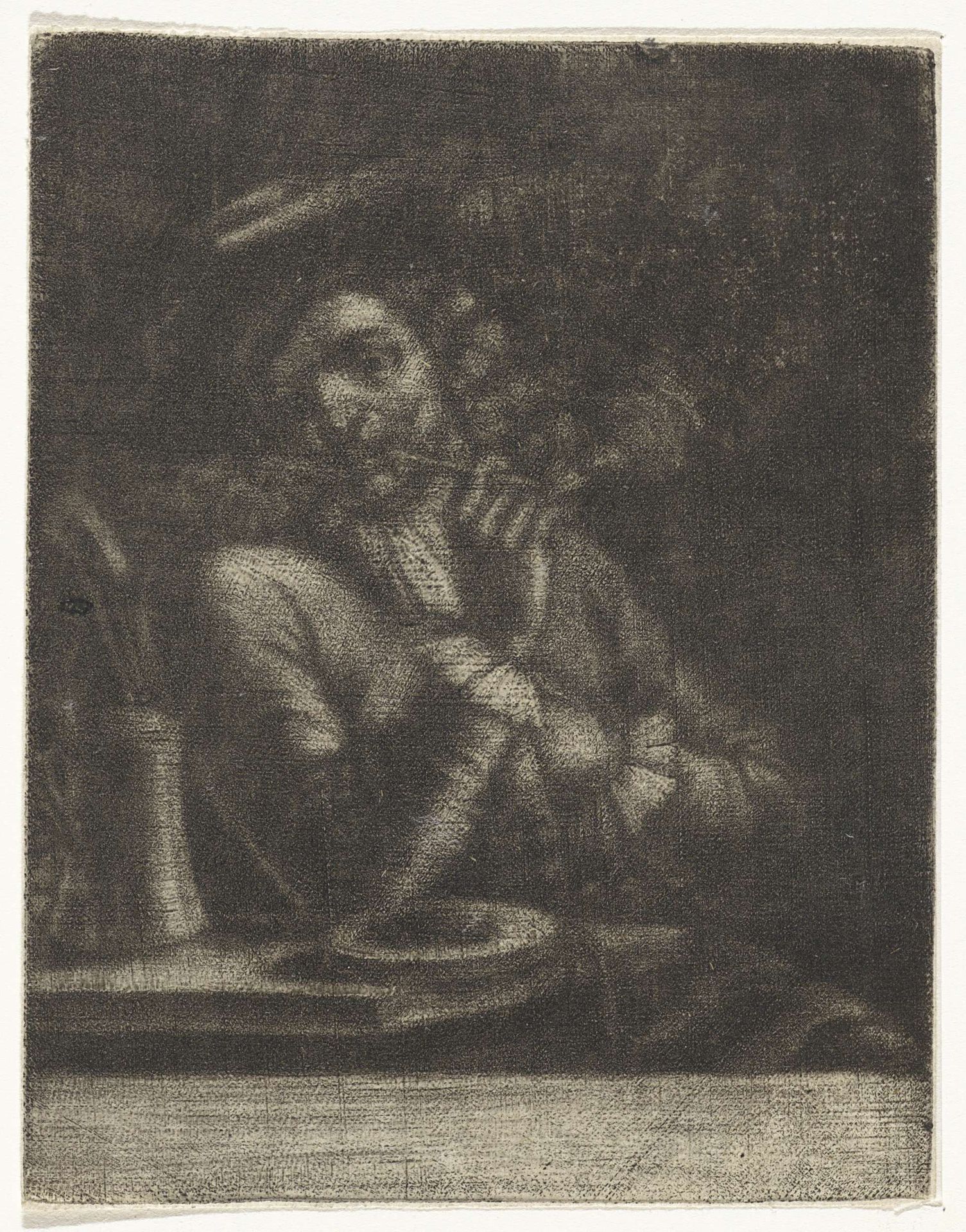 Zittende roker by Johannes de (II) Groot