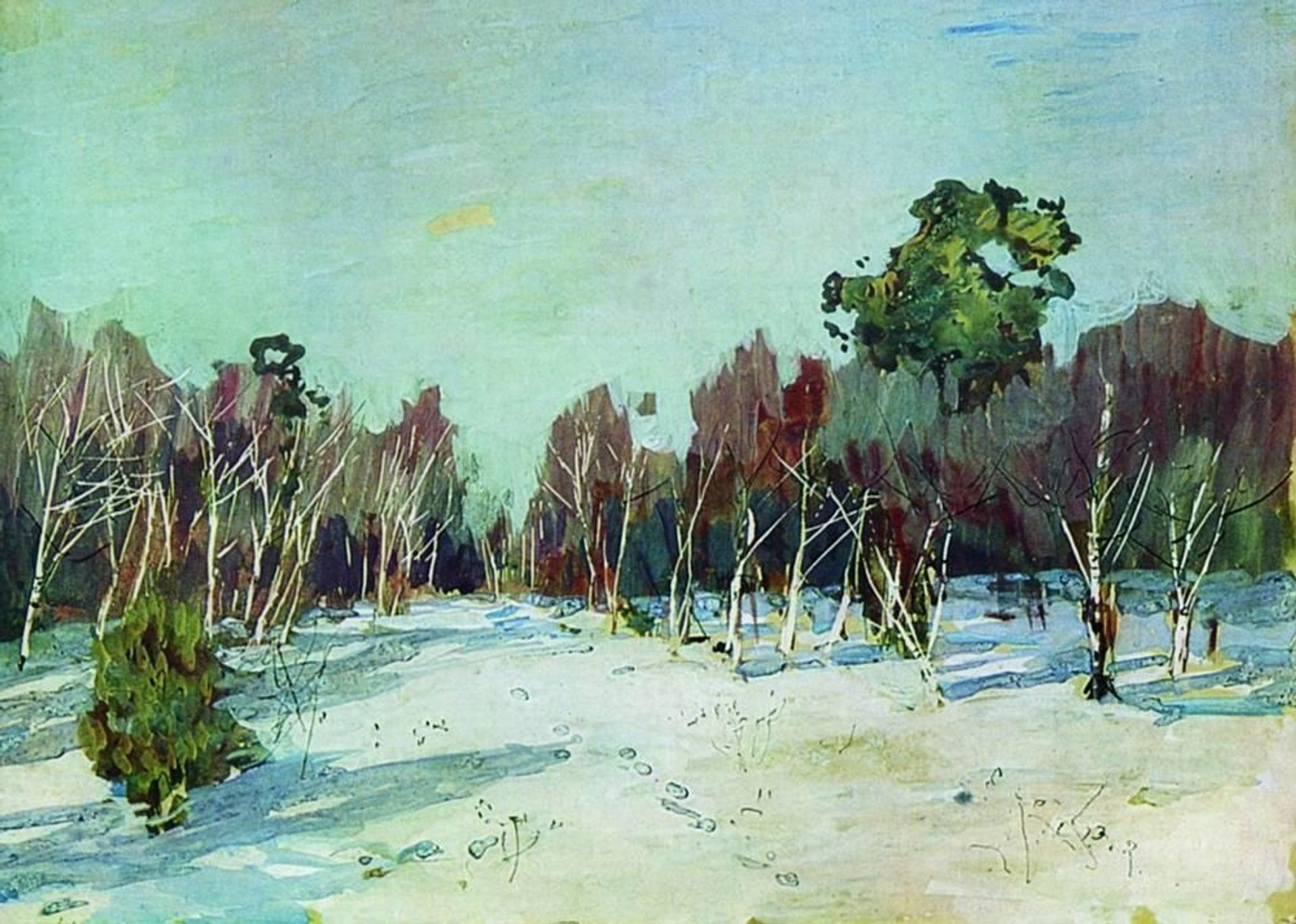 Snowbound garden. by Isaac Levitan