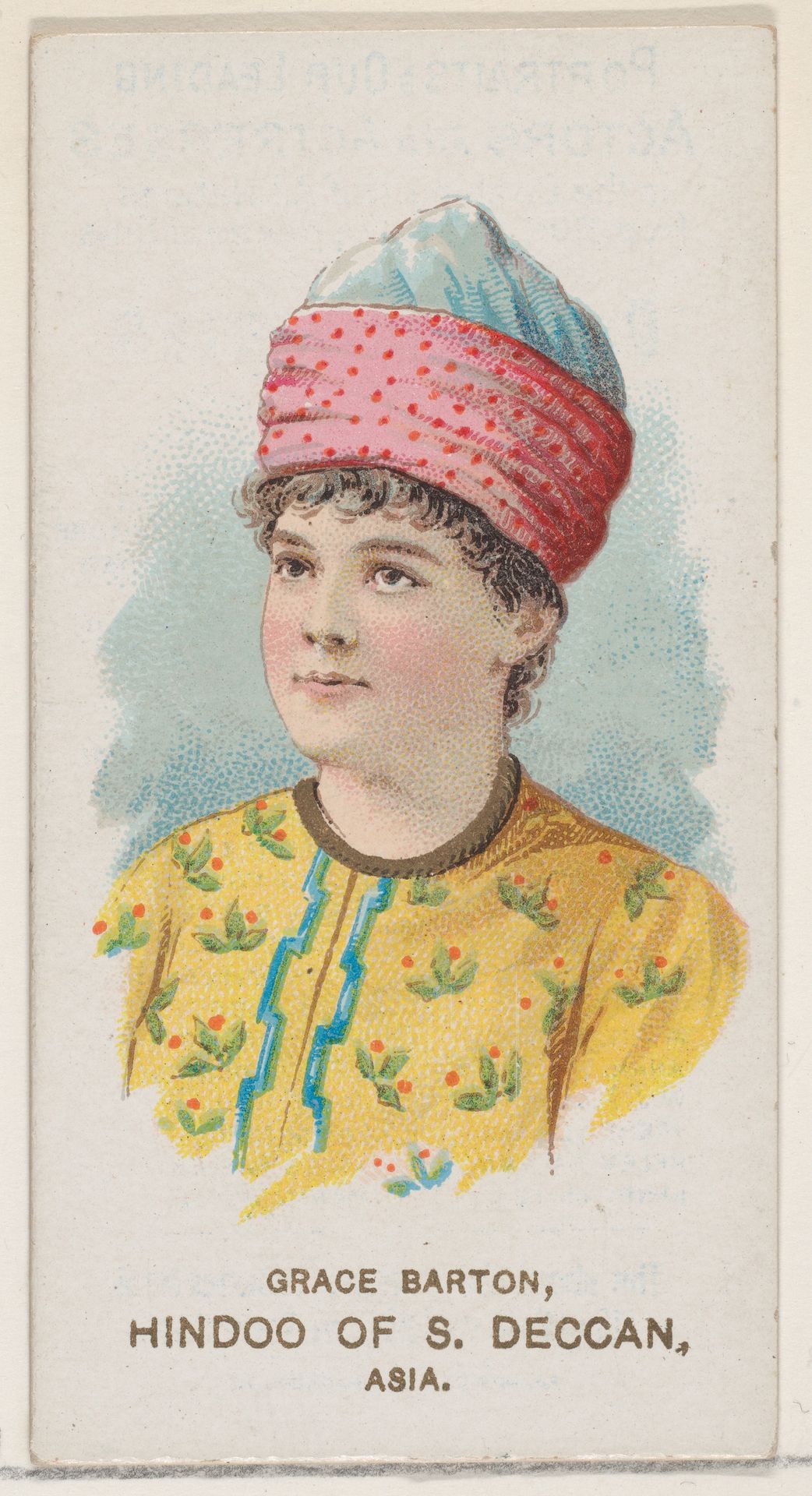 Grace Barton as Hindoo of South Deccan, Asia, from the set Actors and Actresses, Second Series (N71) for Duke brand cigarettes by W. Duke, Sons & Co.