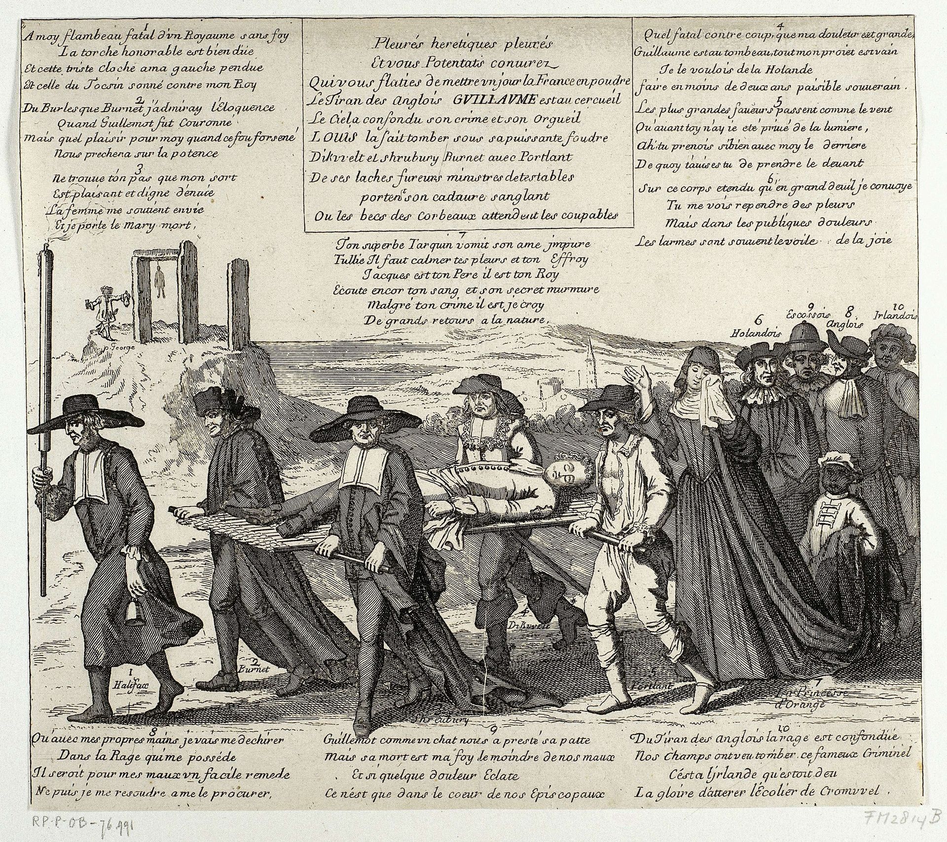Franse spotprent op de vermeende dood van Willem III, 1690 by Anonymous