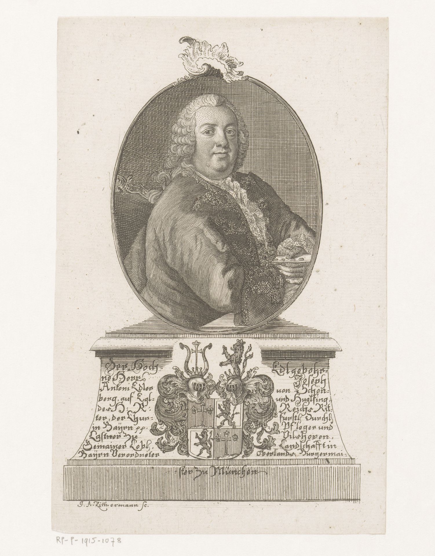 Portret van Joseph Anton van Schönberg by Joseph Anton Zimmermann