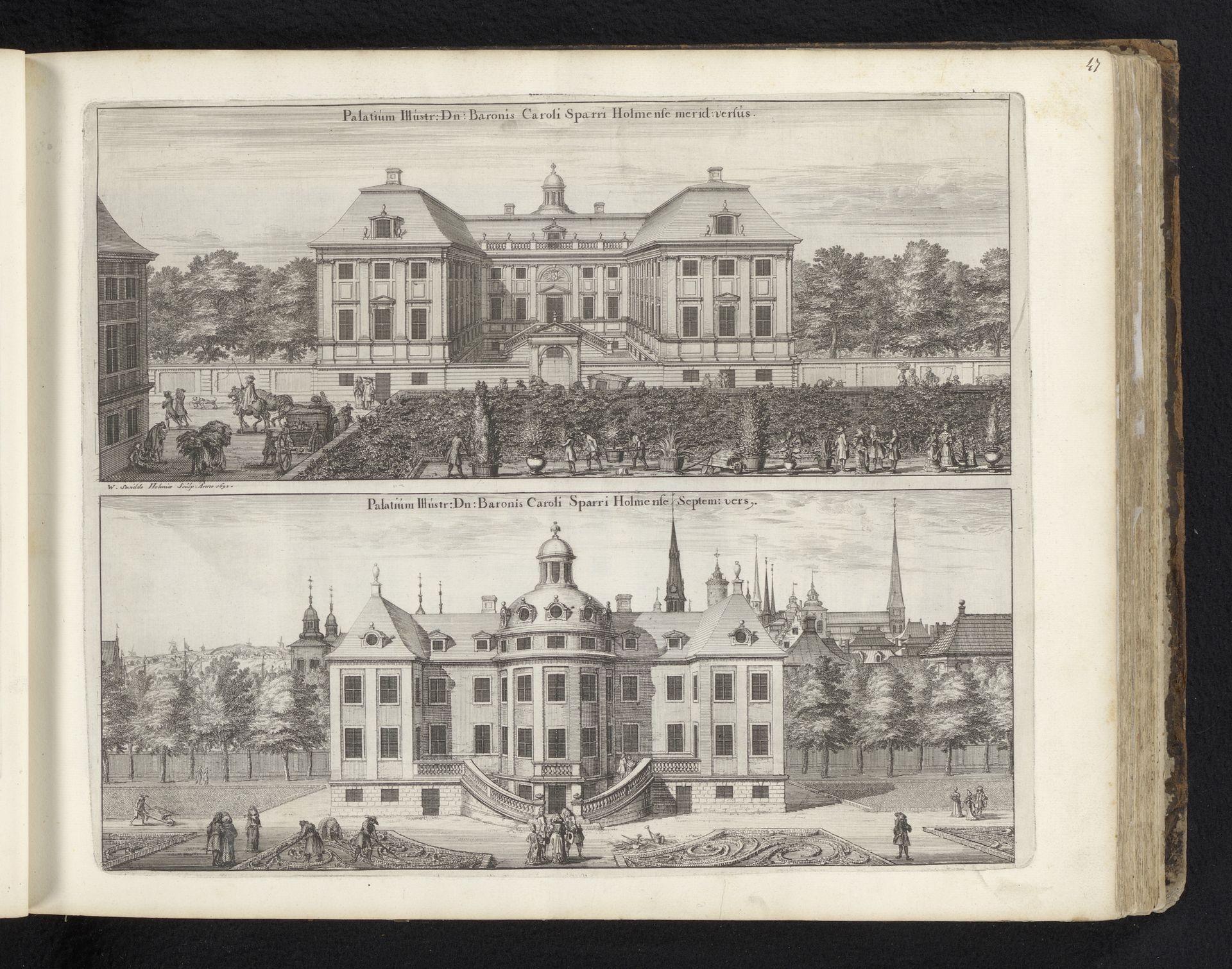Paleis van Carl Larsson Sparre, vanuit het zuiden en het noorden by Willem Swidde