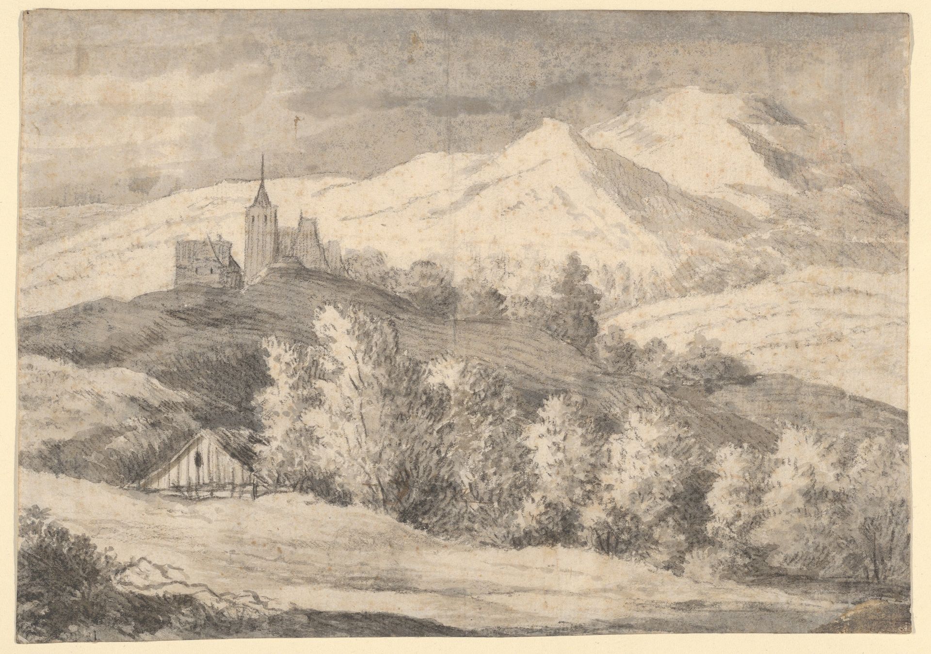 Mountaineous Landscape with a Church and Other Buildings by Anonymous