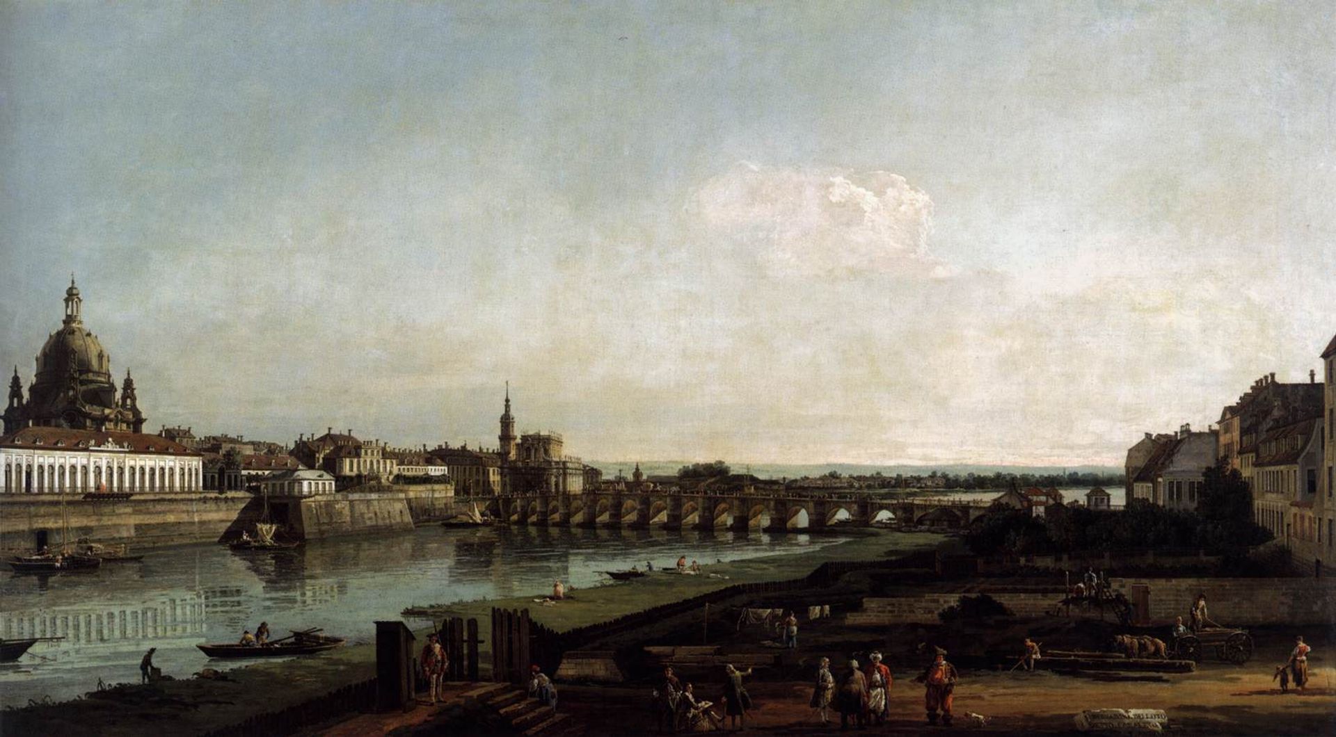 Dresden from the Right Bank of the Elbe, above the Augustusbrücke by Bernardo Bellotto