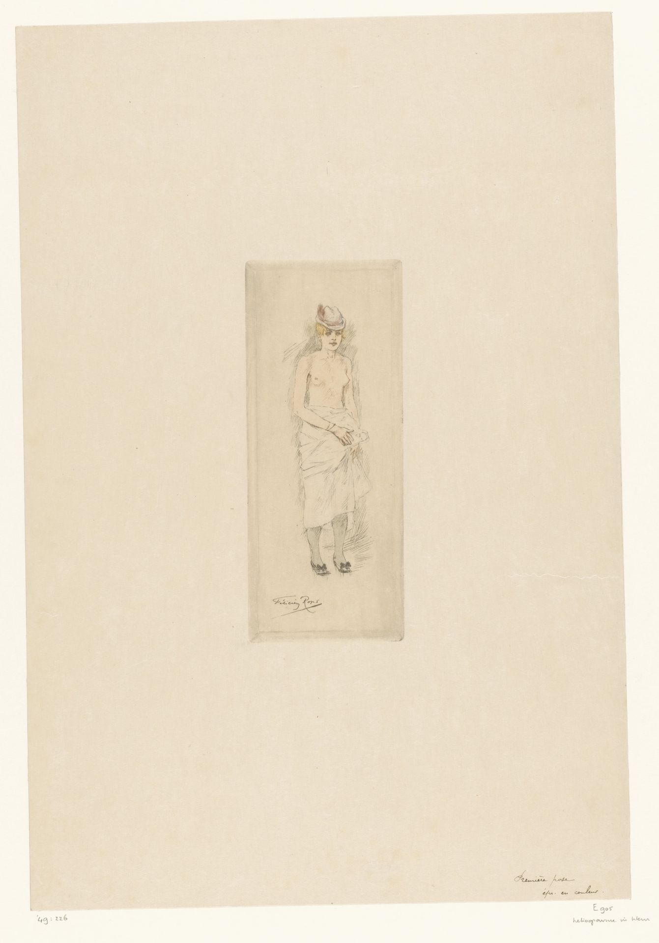 Vrouw met ontbloot bovenlijf by Felicien Rops