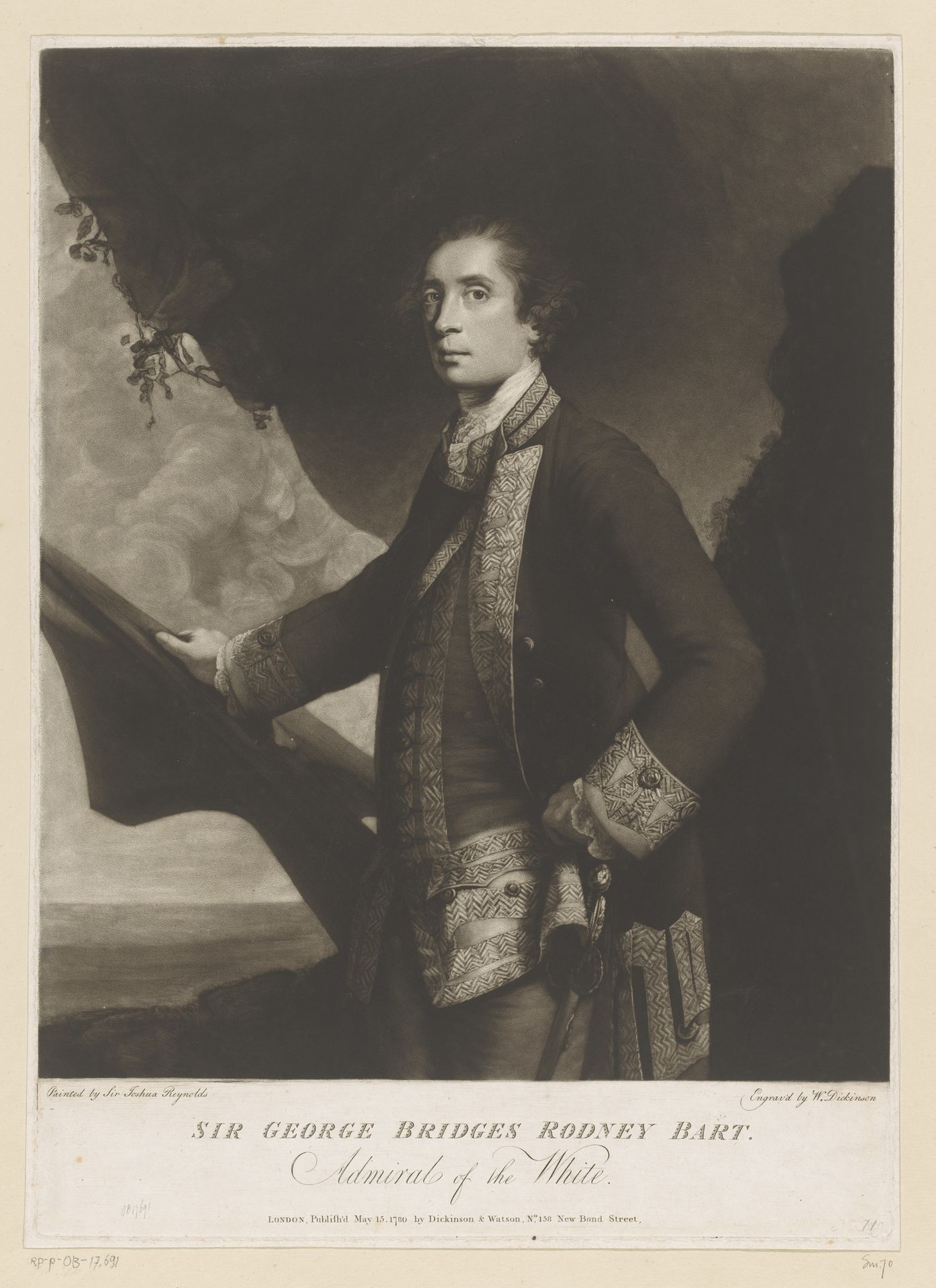 Portret van George Brydges Rodney by William Dickinson
