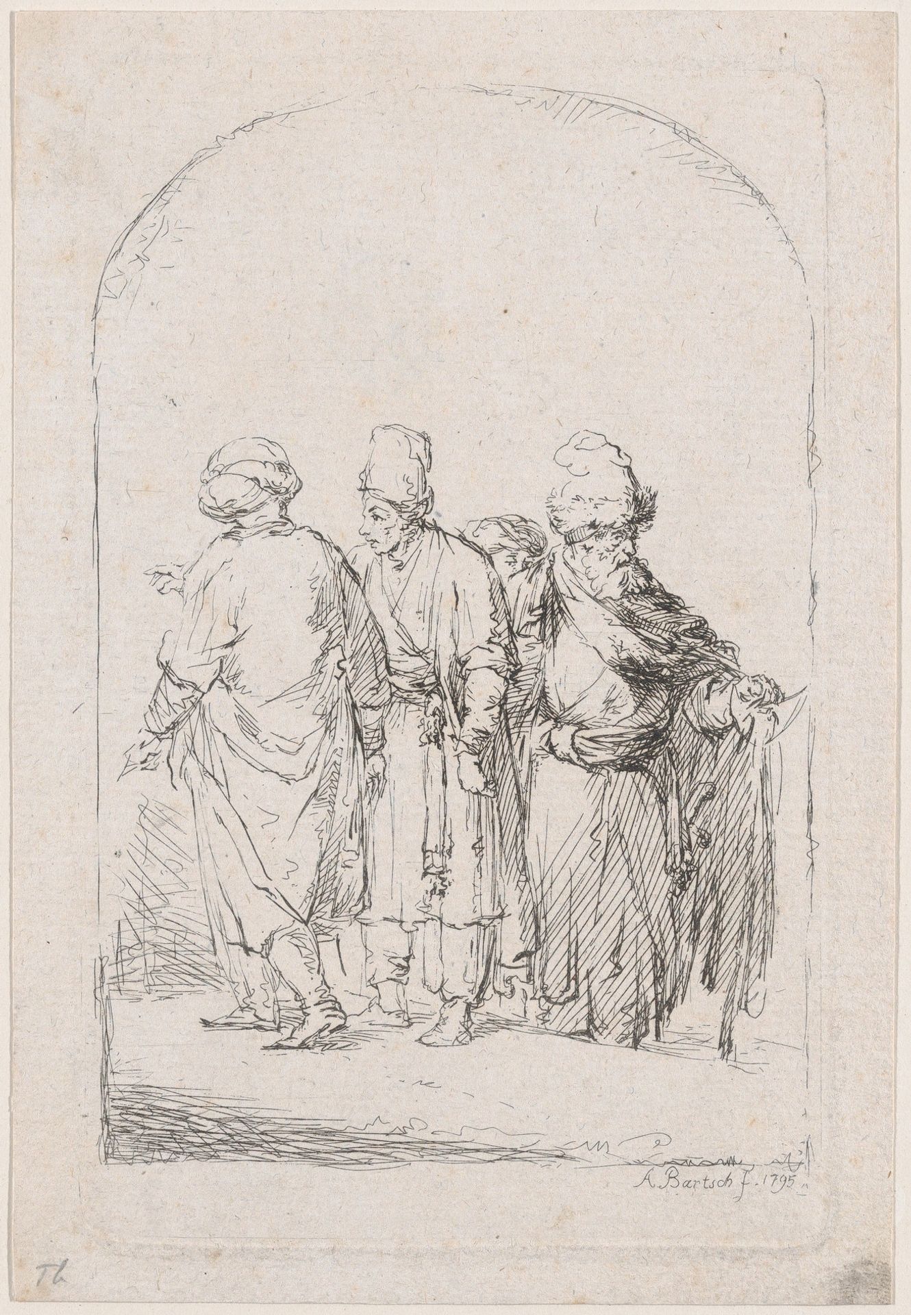 Group of four standing men in oriental costume by Adam von Bartsch
