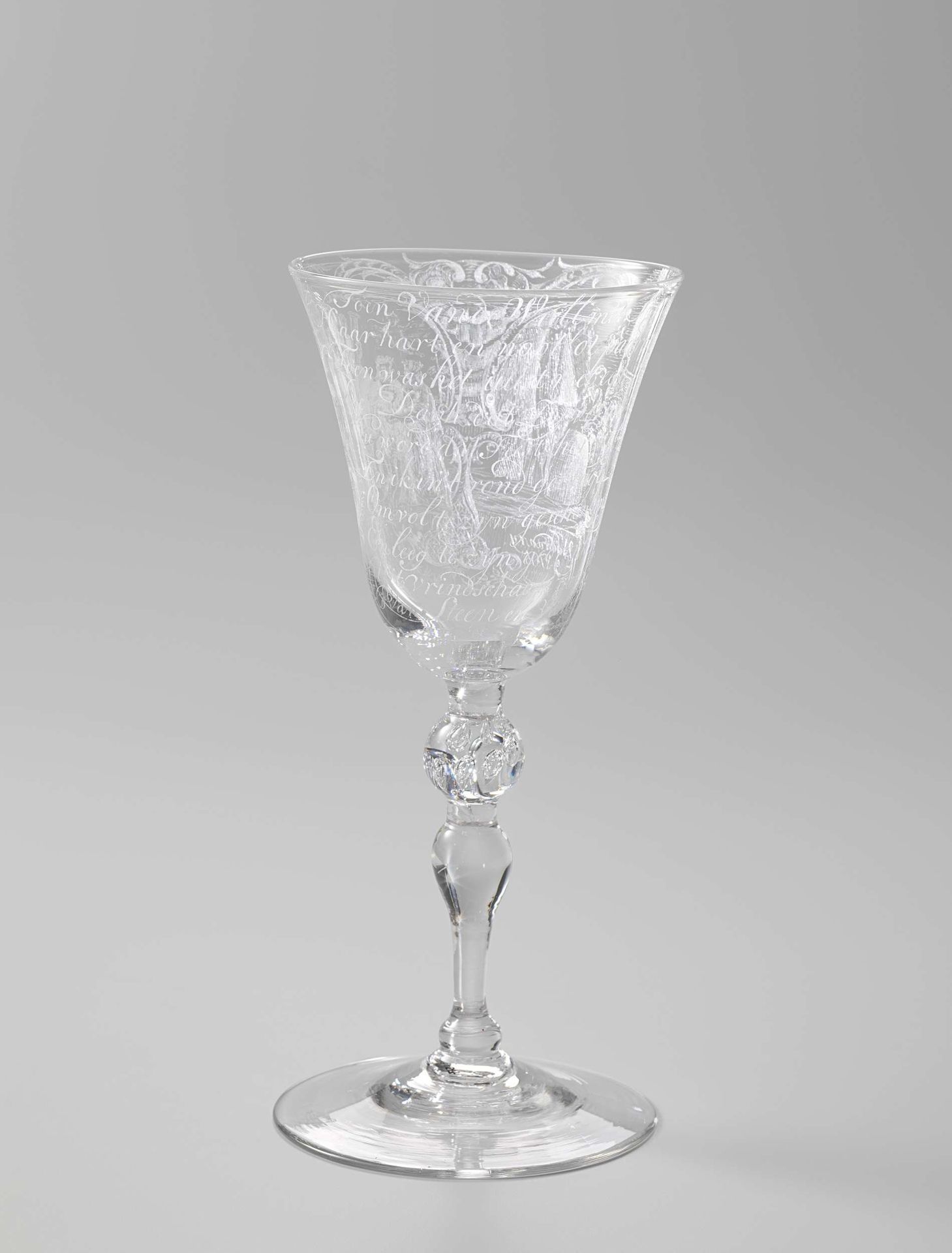 Wine glass commemorating the wedding and birthday of Elisabeth van de Wall by Anonymous