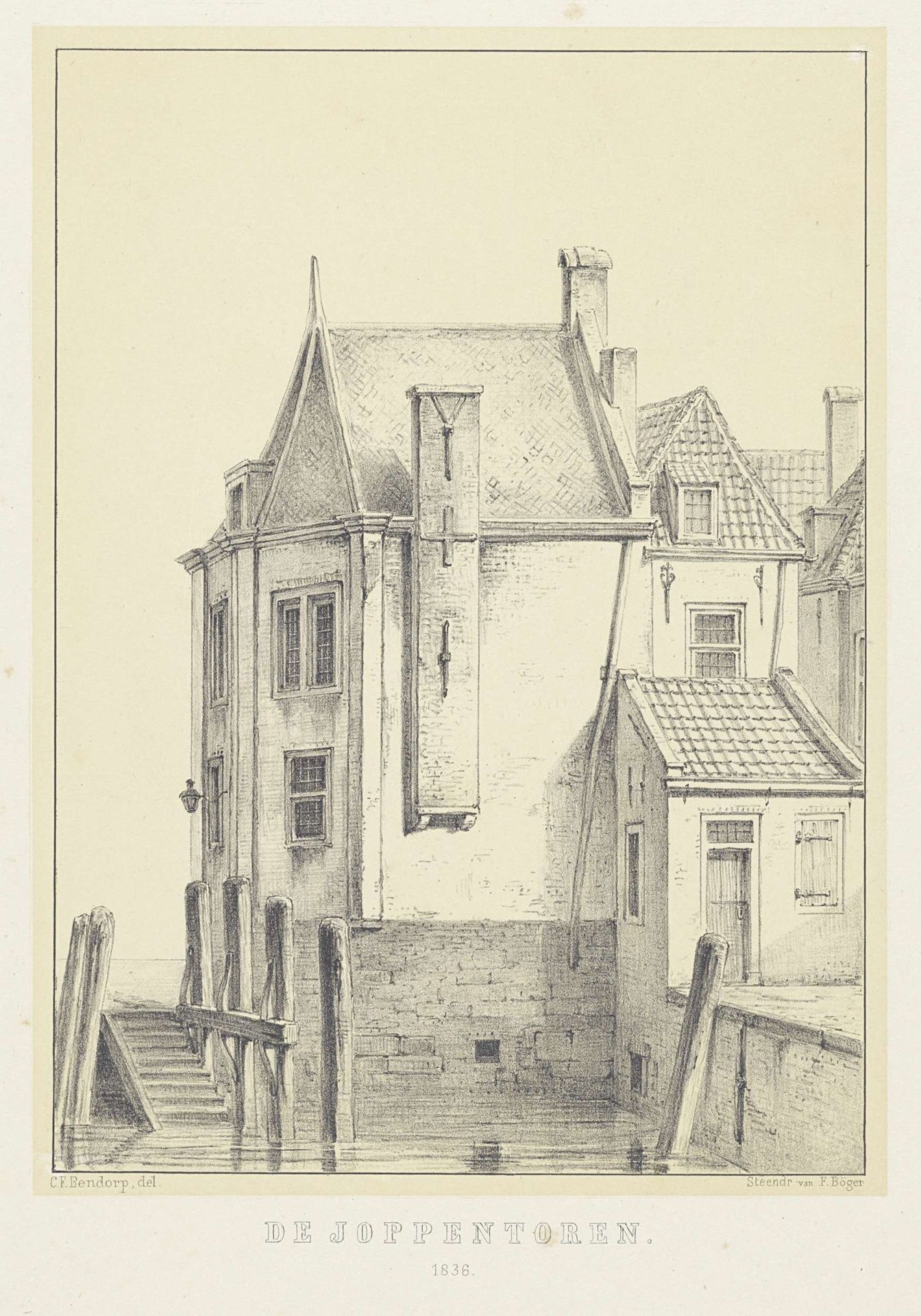 Joppentoren in Dordrecht by Carel Frederik (II) Bendorp