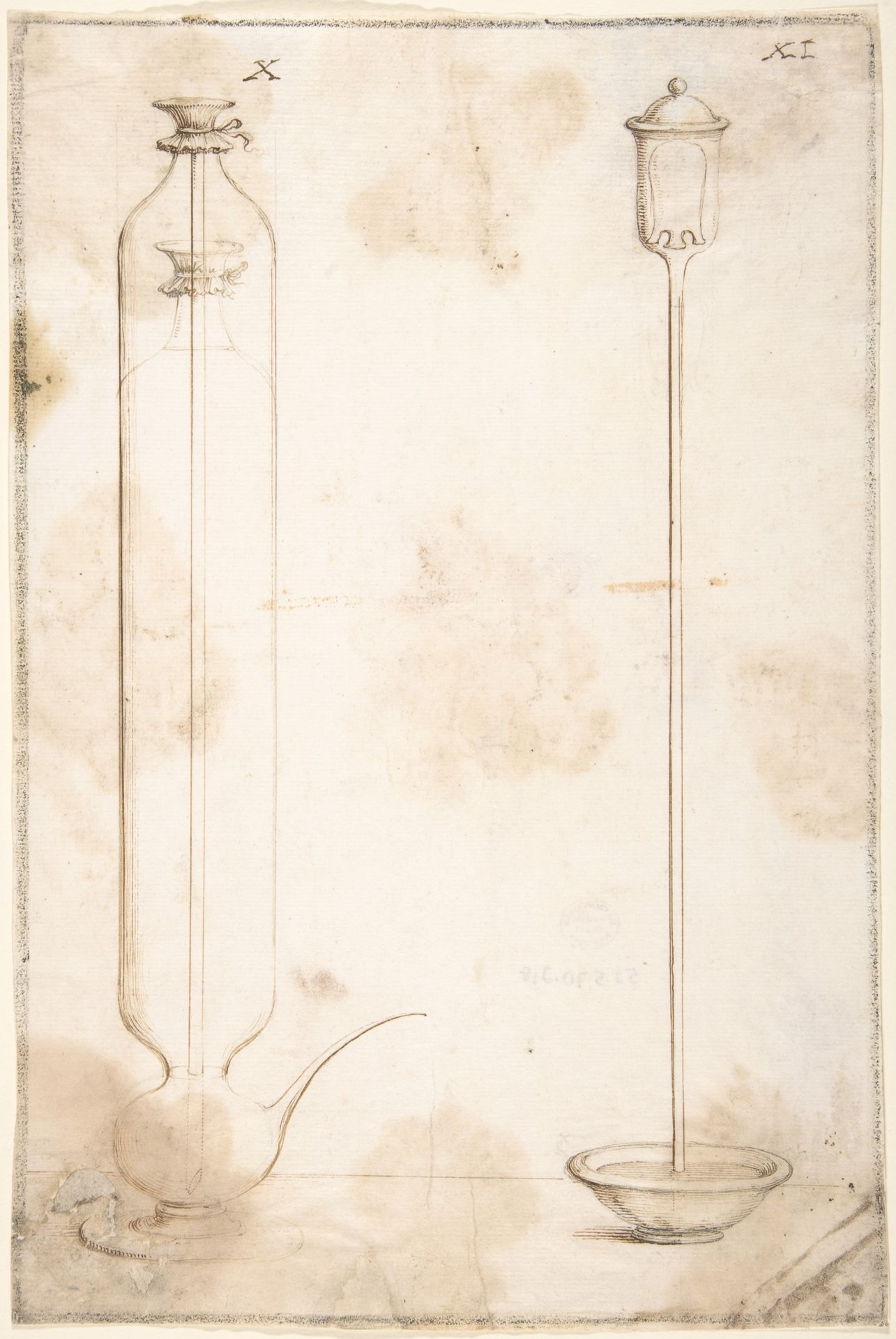 Two Glass Containers for Scientific Experiments with Liquids (Illustrations for "Saggi di naturali esperienze") by Anonymous