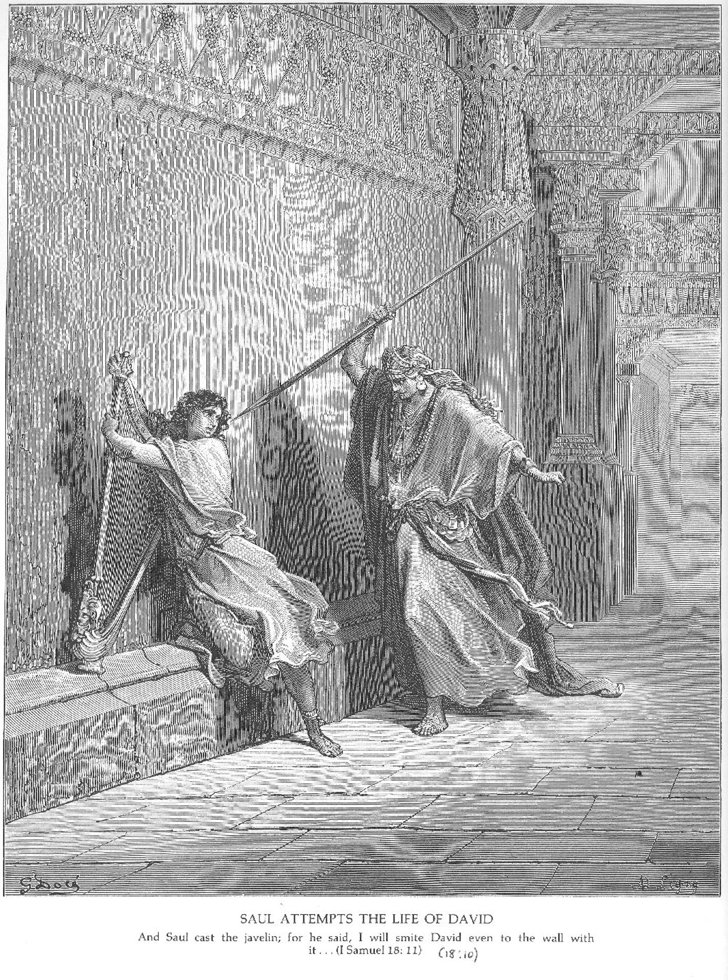 Saul Attempts to Kill David by Gustave Dore