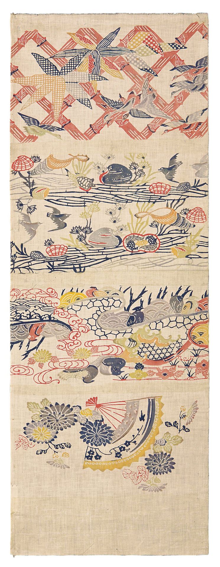 Sample fragment with four different stenciled motifs by Anonymous