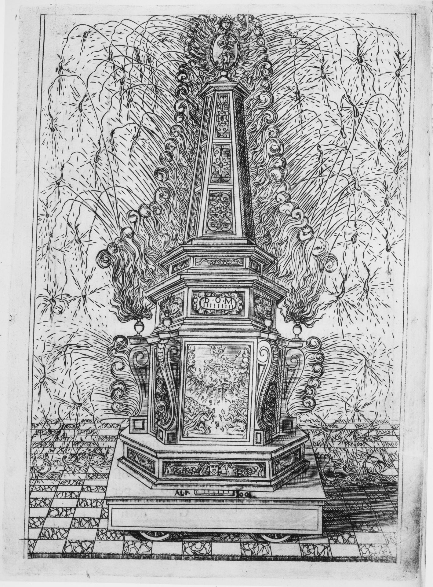 Festival for Saint Placidus, Messina, August 2, 1589: Fireworks Obelisk by Filippo Gotho