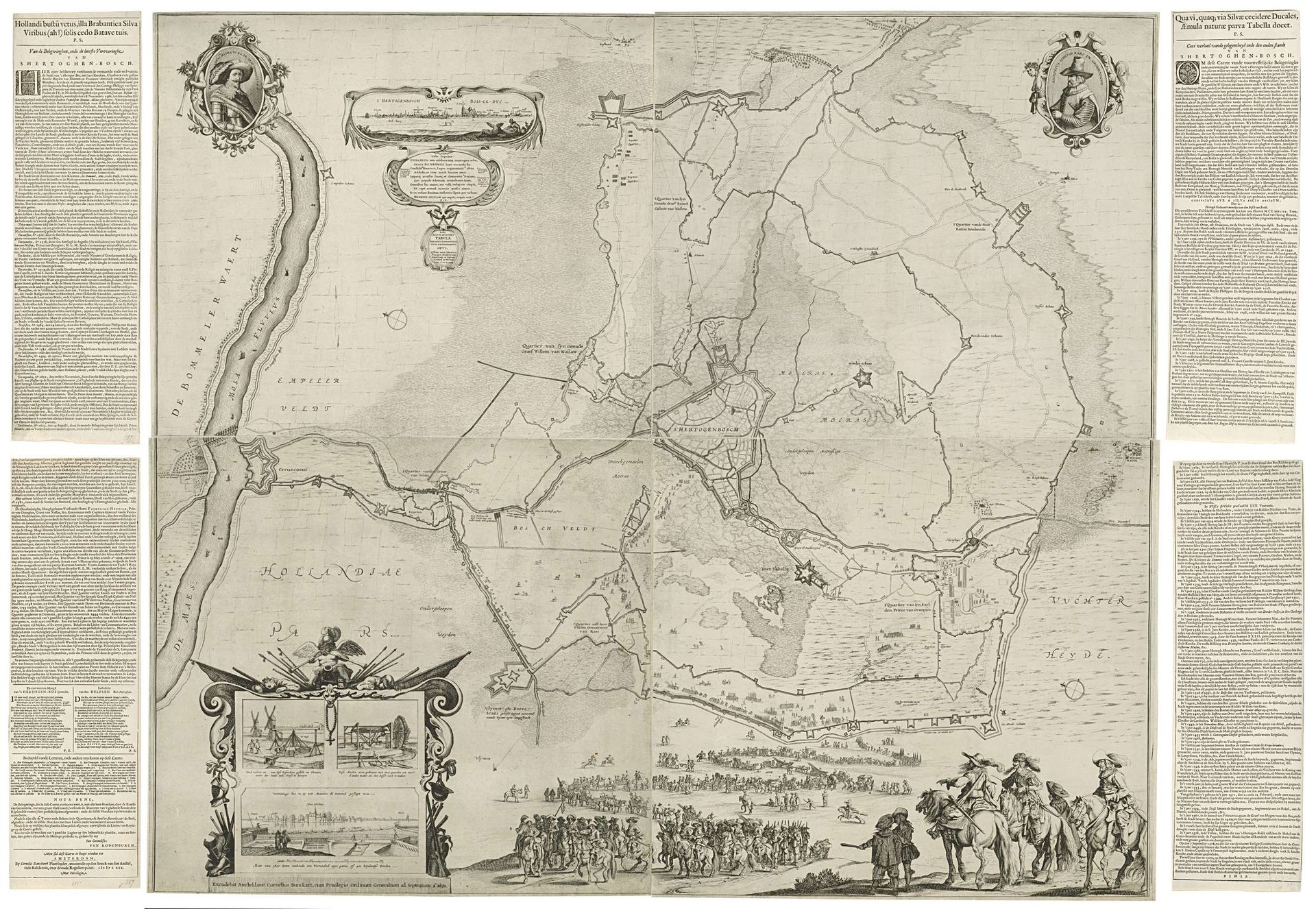 Grote kaart met beleg en inname van Den Bosch door Frederik Hendrik, 1629 by Cornelis (I) Danckerts