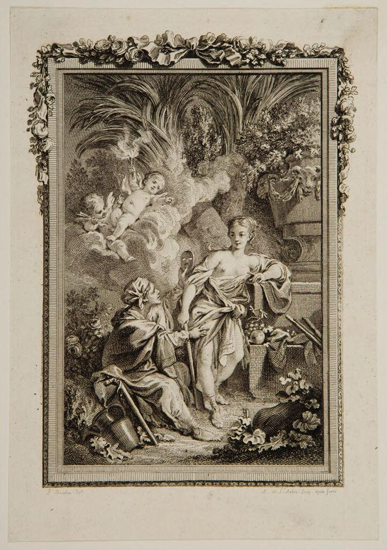 Vertumnus and Pomona; Illustration to Ovid's "Metamorphoses" by Augustin de Saint-Aubin
