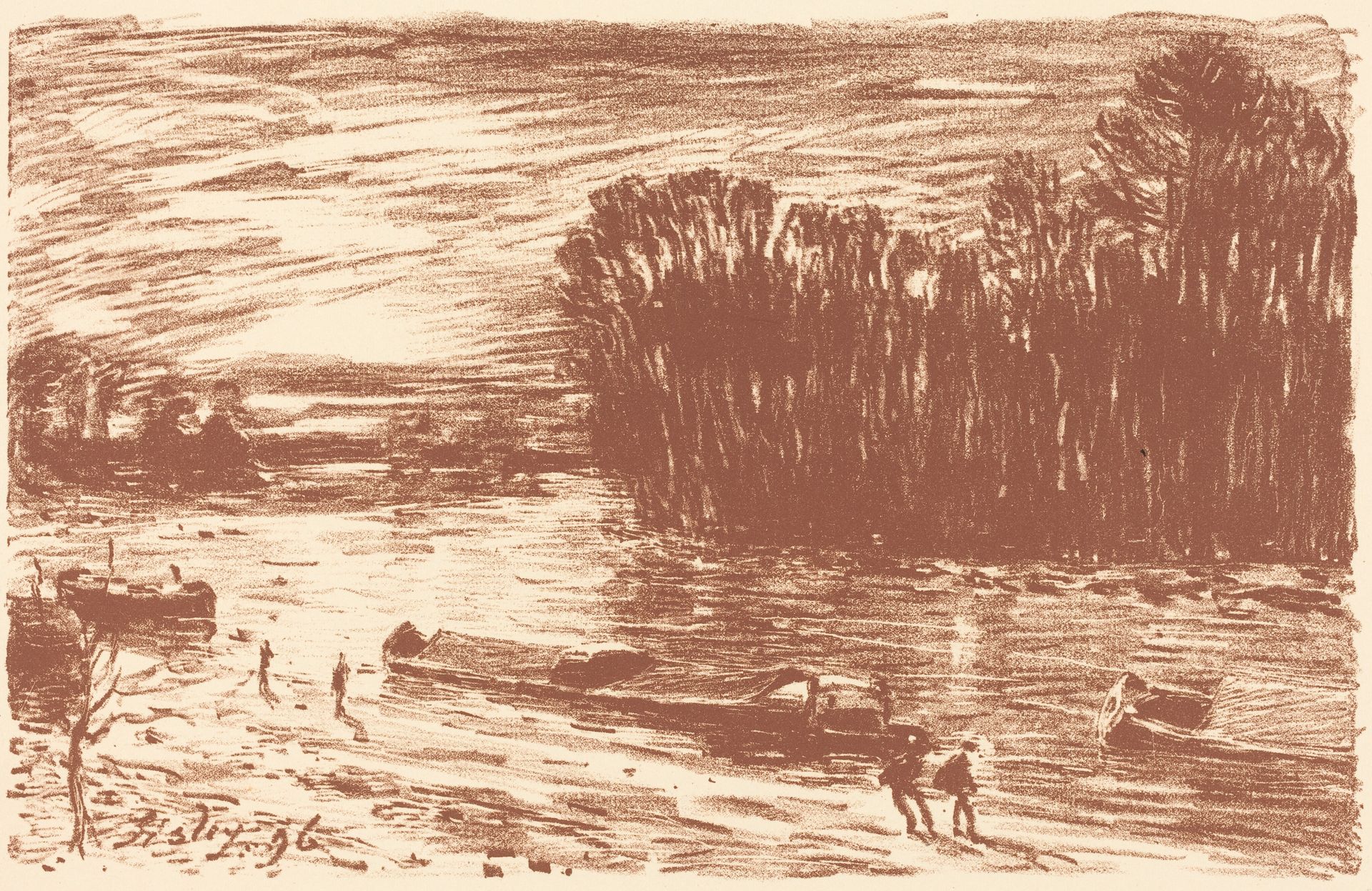 Banks of the Loing near Saint-Mammès (Bords du Loing, pres Saint-Mammès) by Alfred Sisley