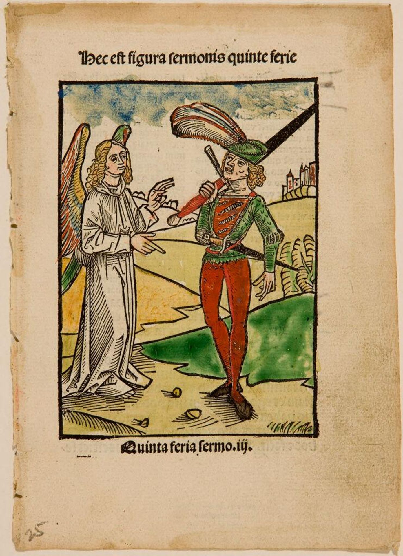 The Angel and the Prodigal in Conversation, Illustration from Meder, Quadragesimale de filio prodigo.  Furter, 1495 (?) or 1497 (?) by Anonymous