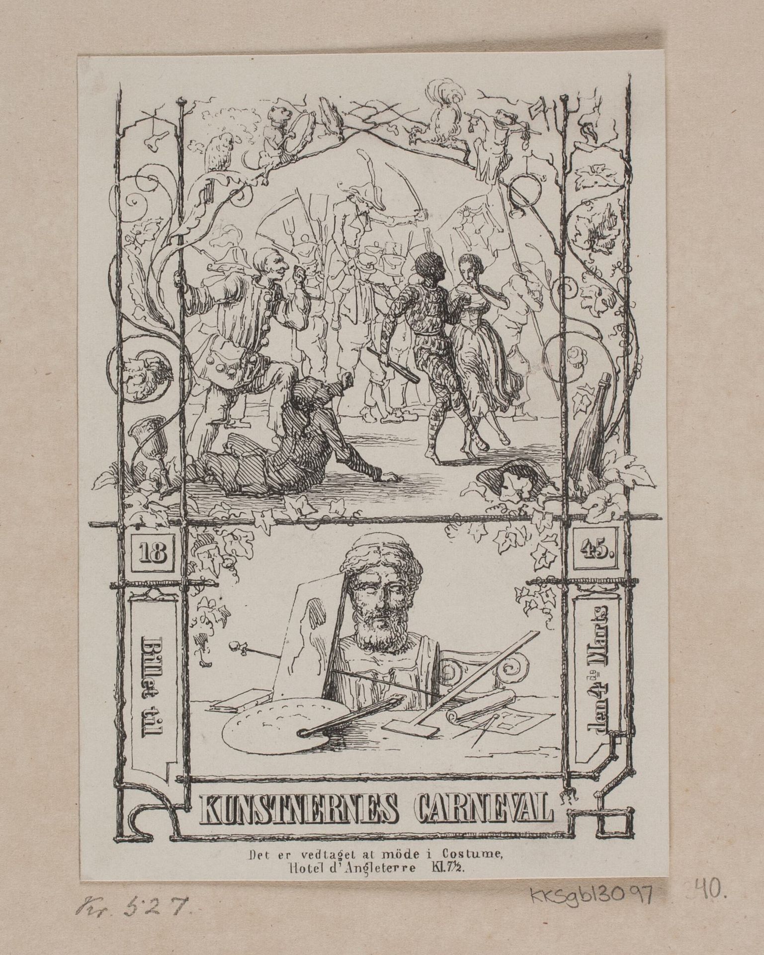 Kunstnernes Karneval 1845 by Joel Ballin