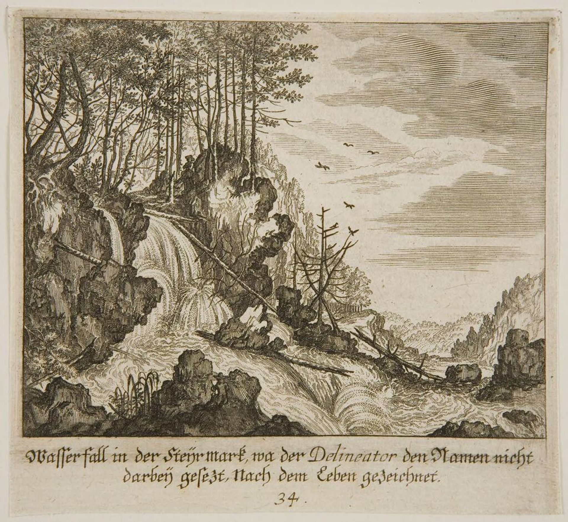 Waterfall in the Steirmark, Its Name Unknown to the Draftsman, Drawn from Life by Melchior KÃ¼sel