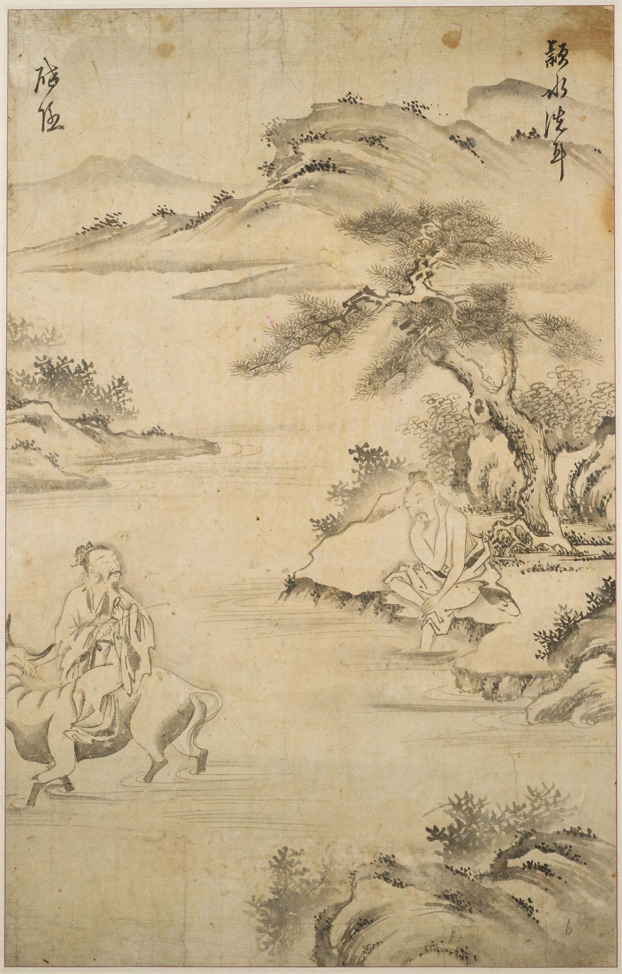 Former Counsellor Xu You Washing His Ears in the Ying River as the Sage Chao Fu Leads His Ox Away by ChÅng YusÅ­ng (also known as Ch'ui-Å­n)