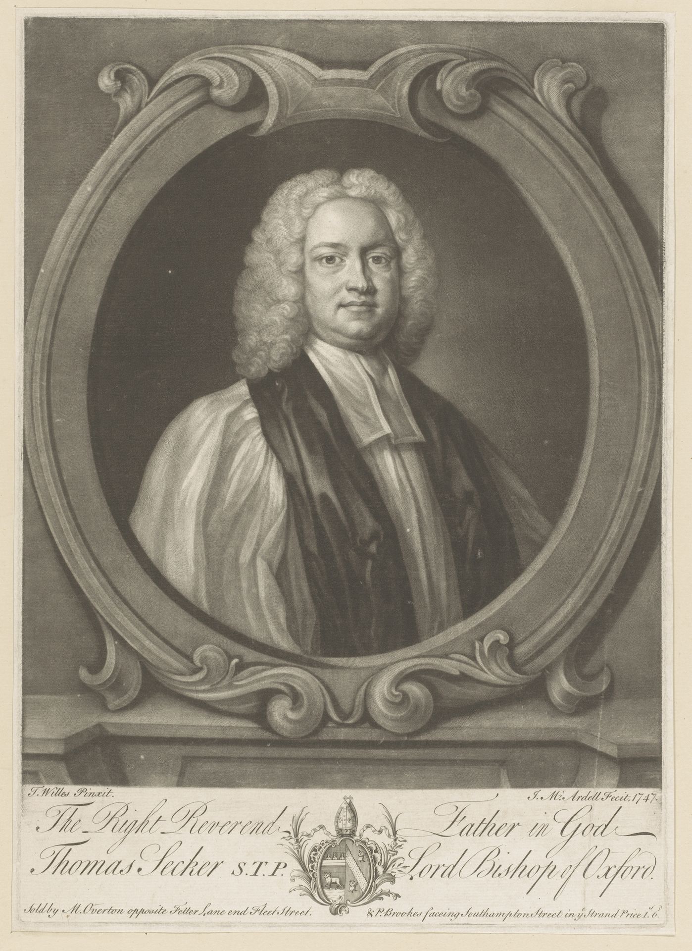 Portret van Thomas Secker by James McArdell