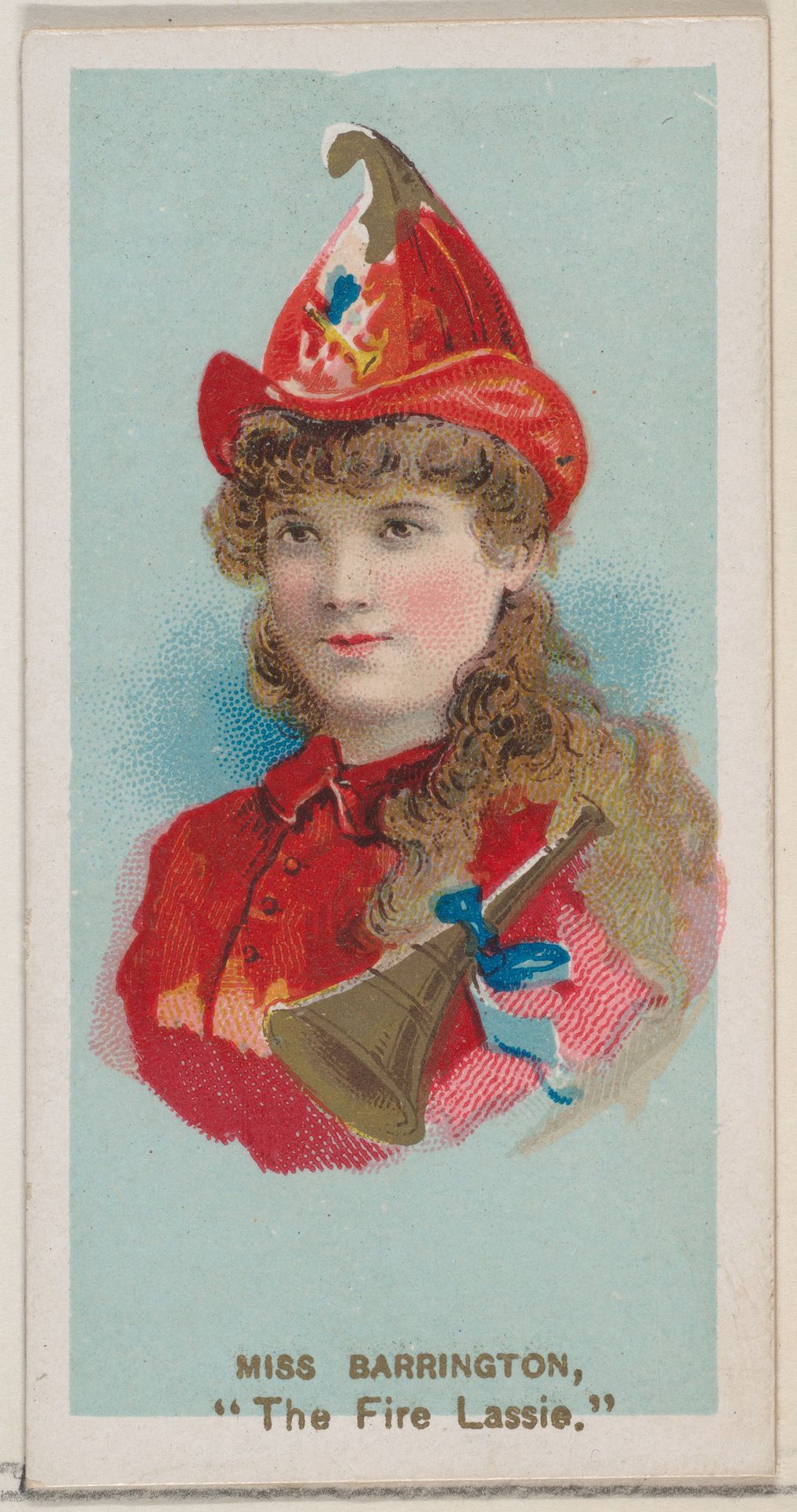 Miss Barrington as "The Fire Lassie," from the series Fancy Dress Ball Costumes (N73) for Duke brand cigarettes by W. Duke, Sons & Co.