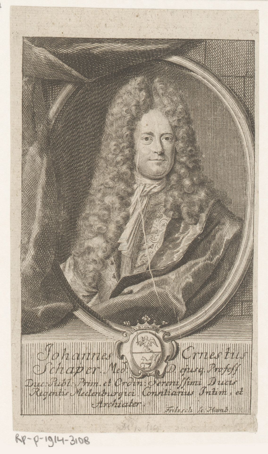 Portret van Johann Ernst Schaper by Christian Fritzsch