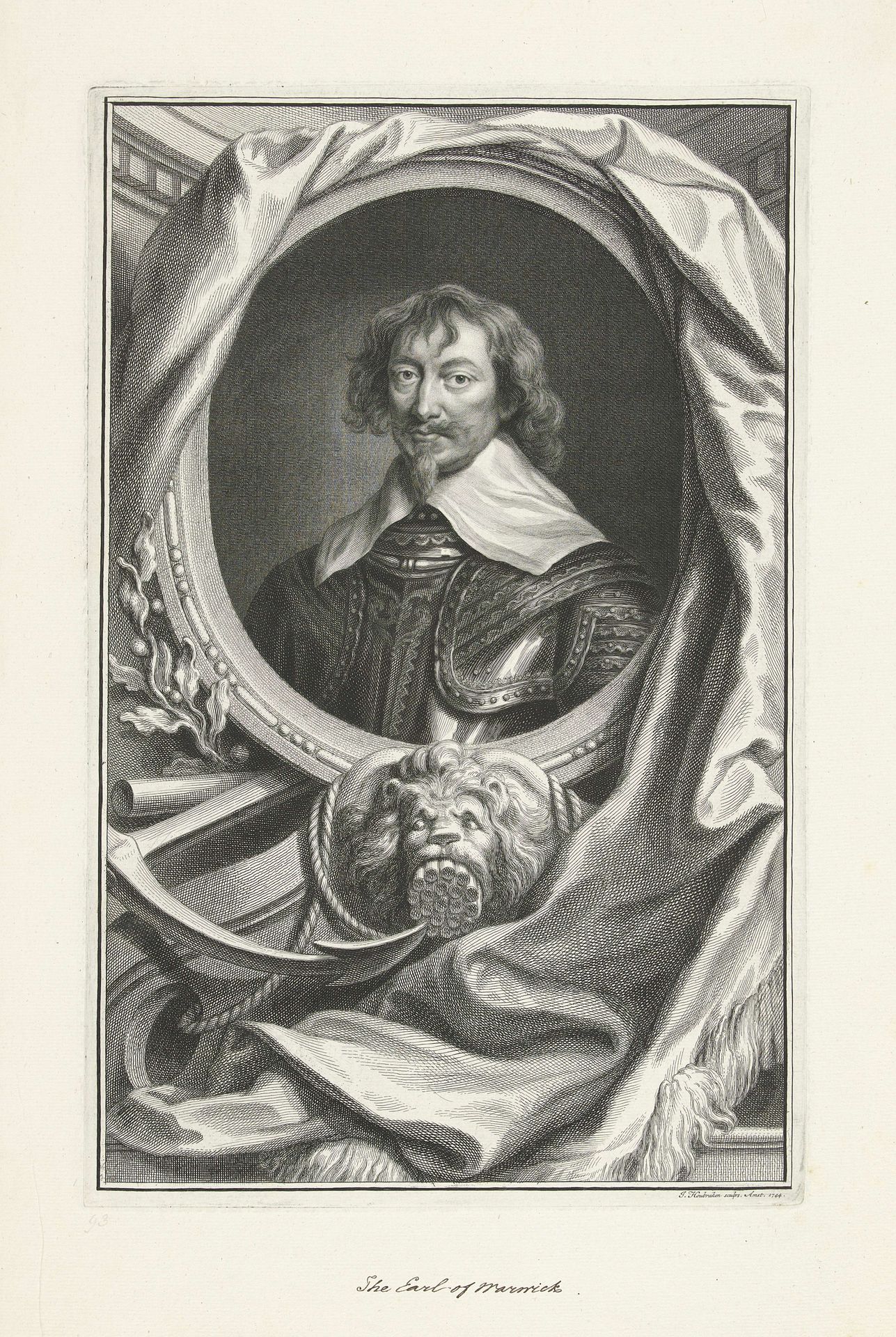 Portret van Robert Rich, graaf van Warwick by Jacob Houbraken