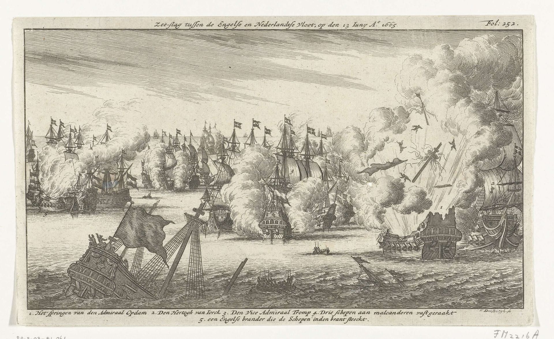 Zeeslag bij Lowestoft en het ontploffen van de Eendracht, 1665 by Thomas Doesburgh